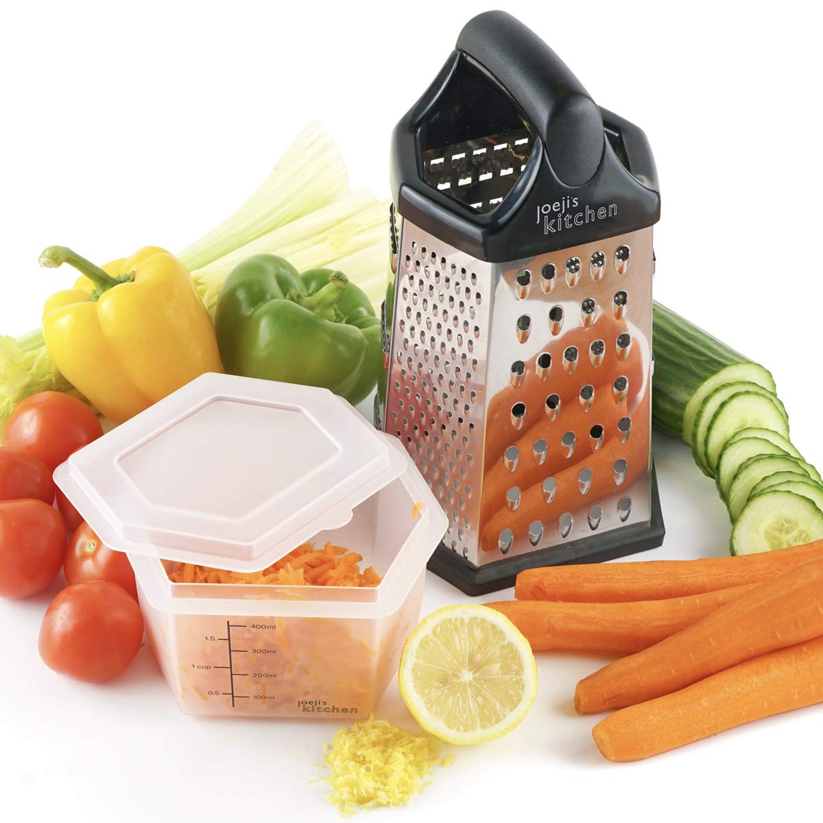 Râpe à 6 Côtés Joeji's Kitchen Avec Récipient - Multifonction Pour Râper Trancher Hacher
