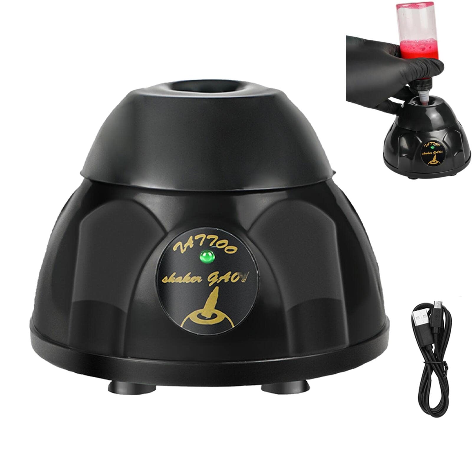 Vortex Mischer,Wiederaufladbarer USB Tinten Rührer,Vortex Schüttler mit 5200 U/min,6 Saugnapf-Design,Stoßfest&Stabil,Elektrischer Tattoo Pigmenttintenmischer,für Nagelstudios,Tätowierer(Schwarz)