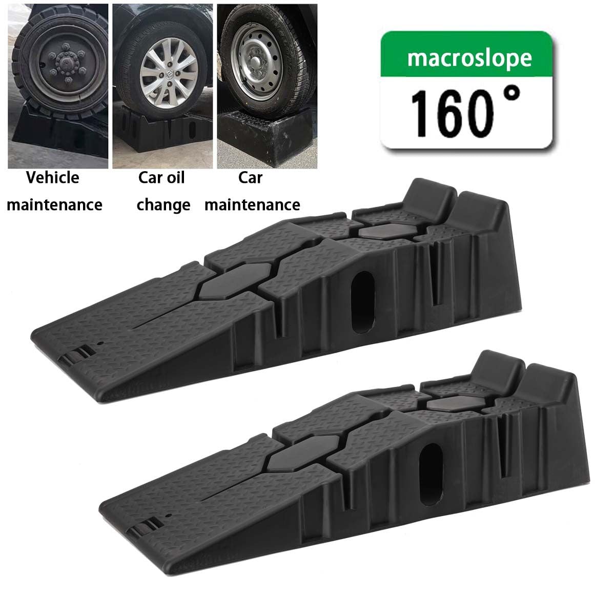 Auffahrrampe 2 Stück Set PKW Auffahrrampen Auffahrkeile für Wohnmobil Fahrzeuge, Hebebühne Kunststoff KFZ PKW Rampe Auto