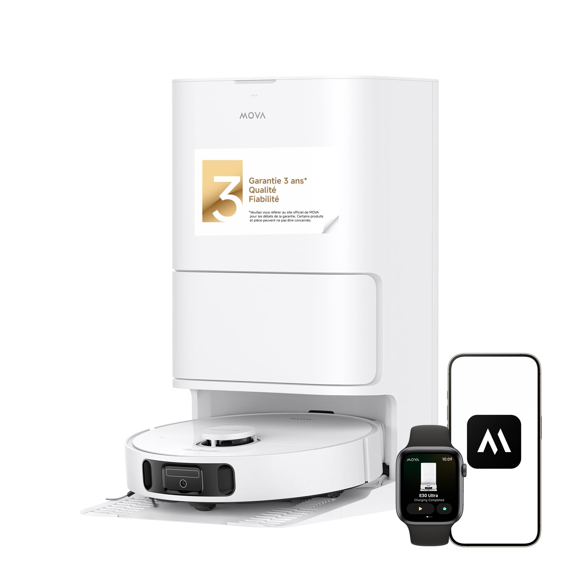 MOVA E30 Ultra Robot Aspirateur Laveur avec Vidage Automatique, Nettoyage Automatique des Serpillières, Technologie RoboSwing, Levage des Serpillières à 10,​5 mm, Aspiration de 7 000 Pa