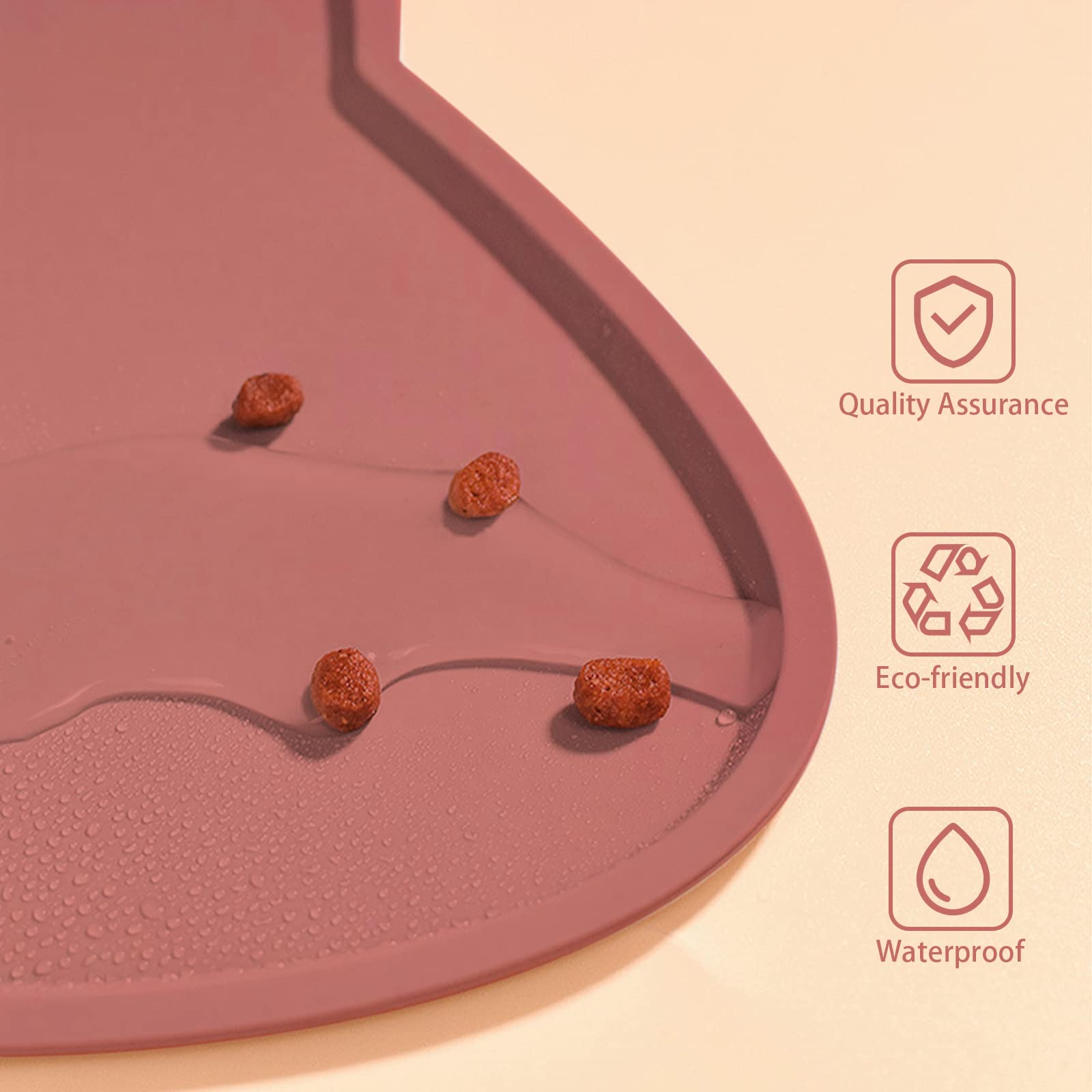 septillar Tappetino Ciotola Cani e Gatti, Antiscivolo Silicone Tappetini Cibo Tappetino Sottociotola Impermeabile (Rosso Corallo)