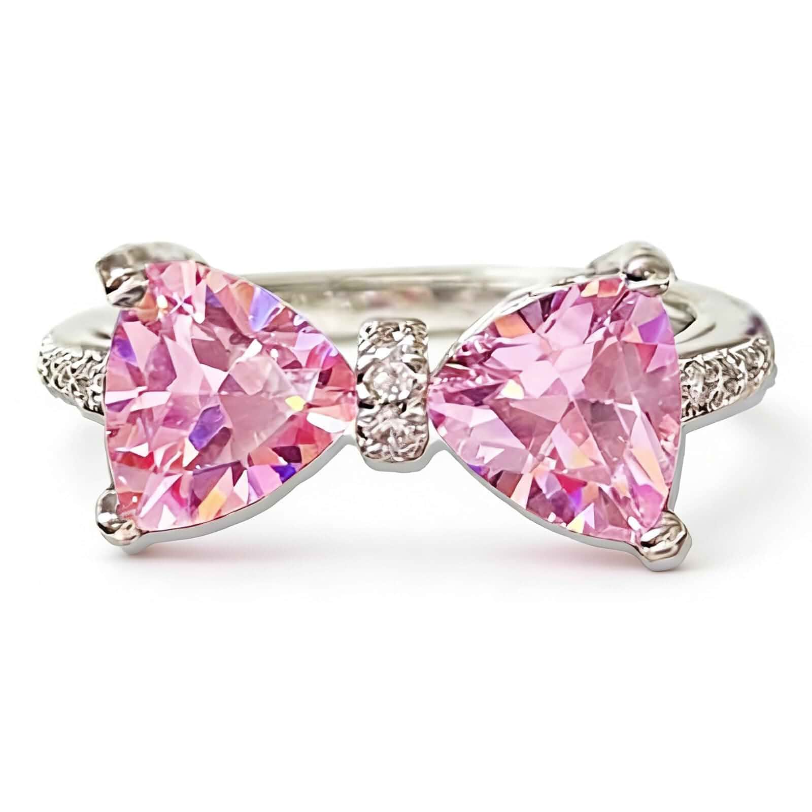 xdlhghe Bow Ring for Women Silver Crystal Adjustable Dainty Cute Womens Ring Jewelry Gift