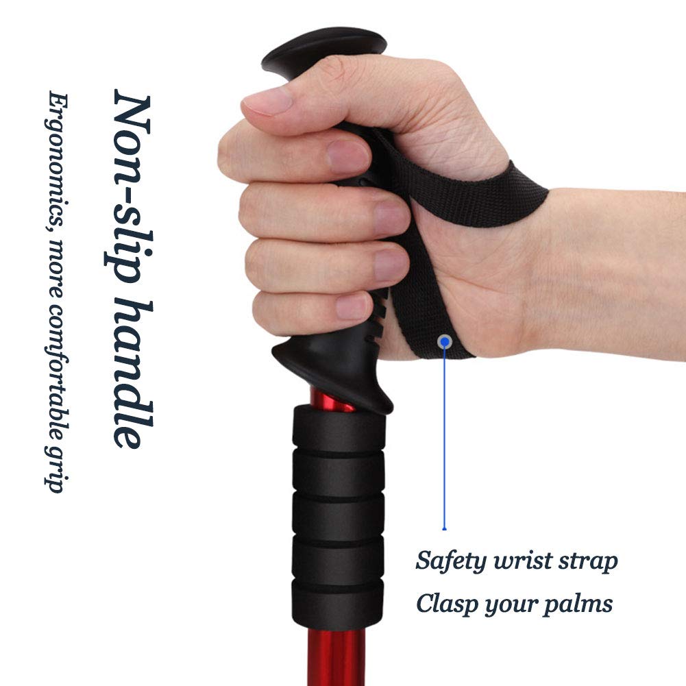 ? 5-sekcyjny zestaw kijków trekkingowych, lekki, składany, regulowany aluminiowy teleskopowy kijek narciarski z uchwytem Nordic Walking Sticks Para Trek Carry Bags for Women Men Seniors (dwi