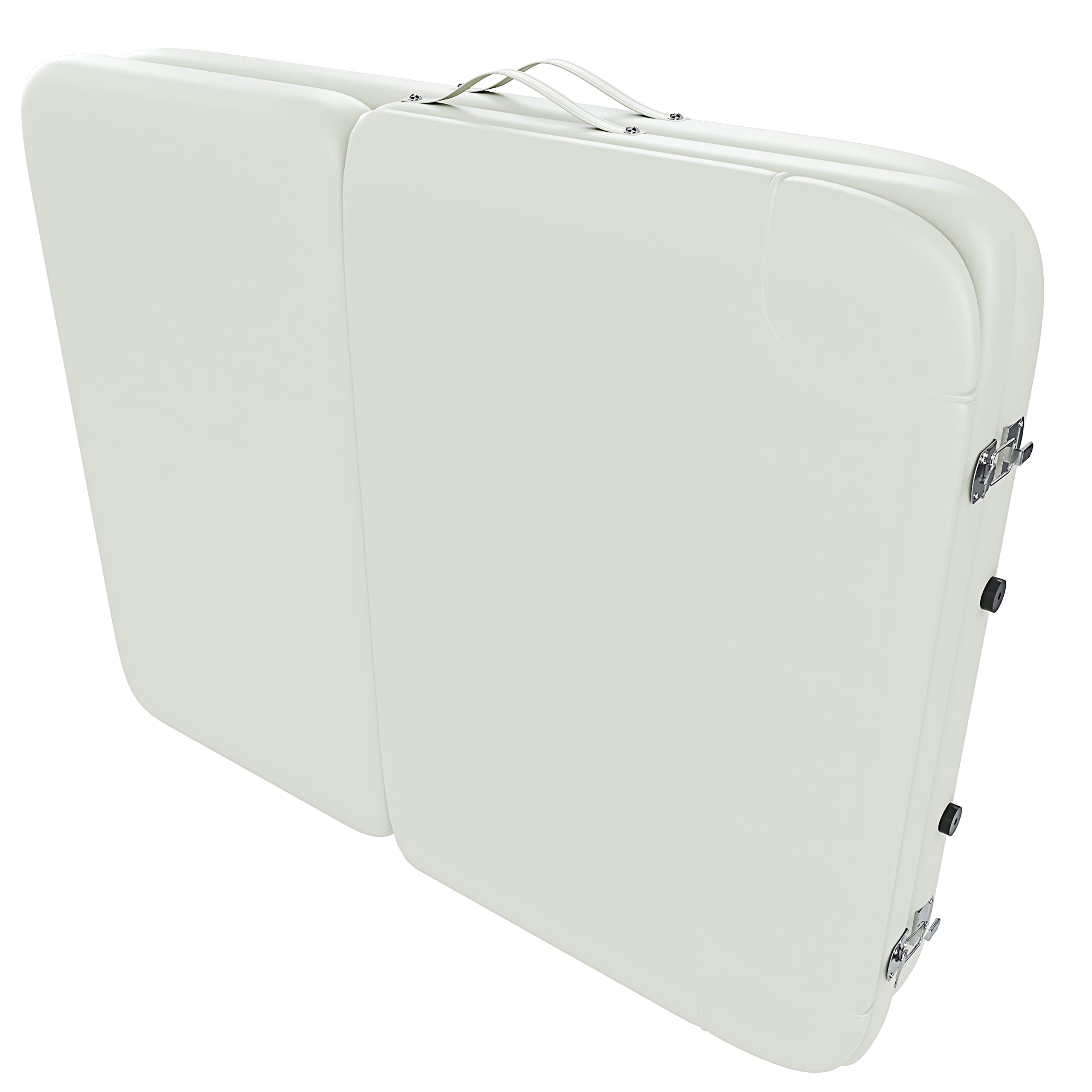 Lettino da Massaggio 3 Zone In Legno Pannello Reiki Angoli Arrotondati Rinforzati Pieghevole Portatile Fisioterapia Estetica Altezza Regolabile Poggiatesta Braccioli Staccabili 210 x 78 cm (Panna)