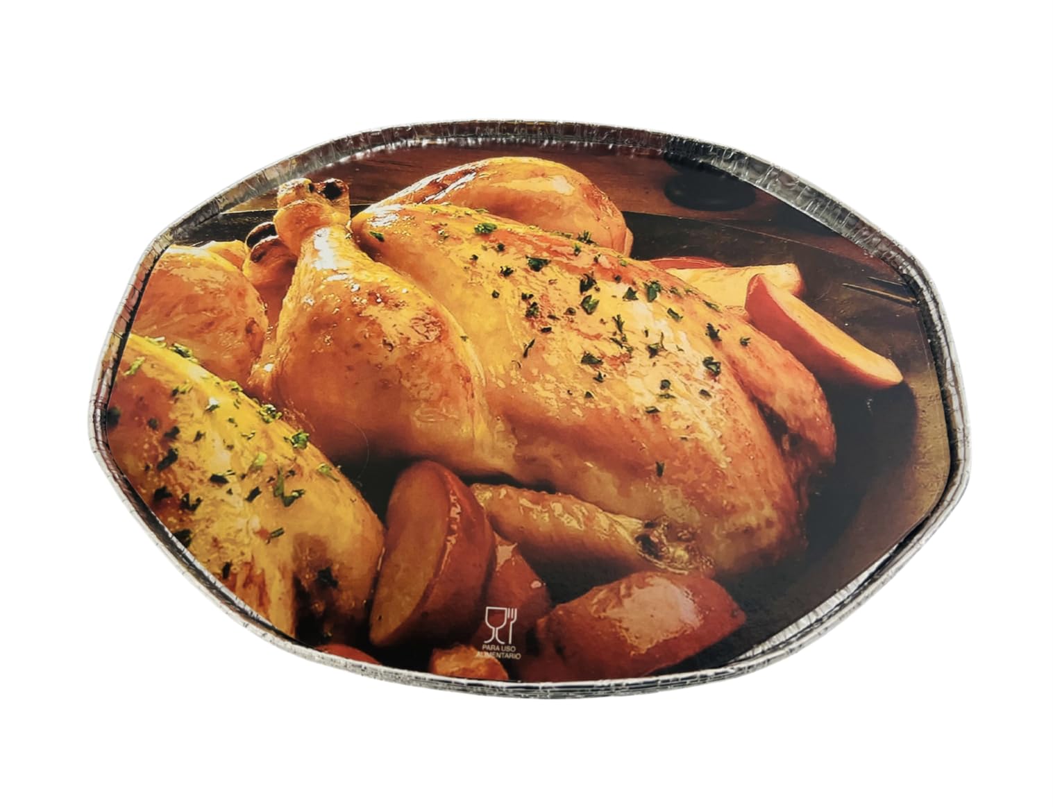 Envases de Aluminio Ovalados con Tapa, Apto para Horno y Microondas, Bandejas Reciclables para Pollo Asado y Comida para Llevar, 256x192x87 MM, 100 Unidades 2600ml