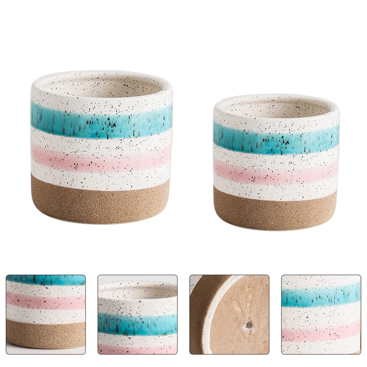 UKCOCO Blumentopf Handbemalt Keramik Tischblumentopf 2 Stück Ungebrannter Topf Schlichtes Design für Sukkulenten und Blumen für Café und Wohnzimmer