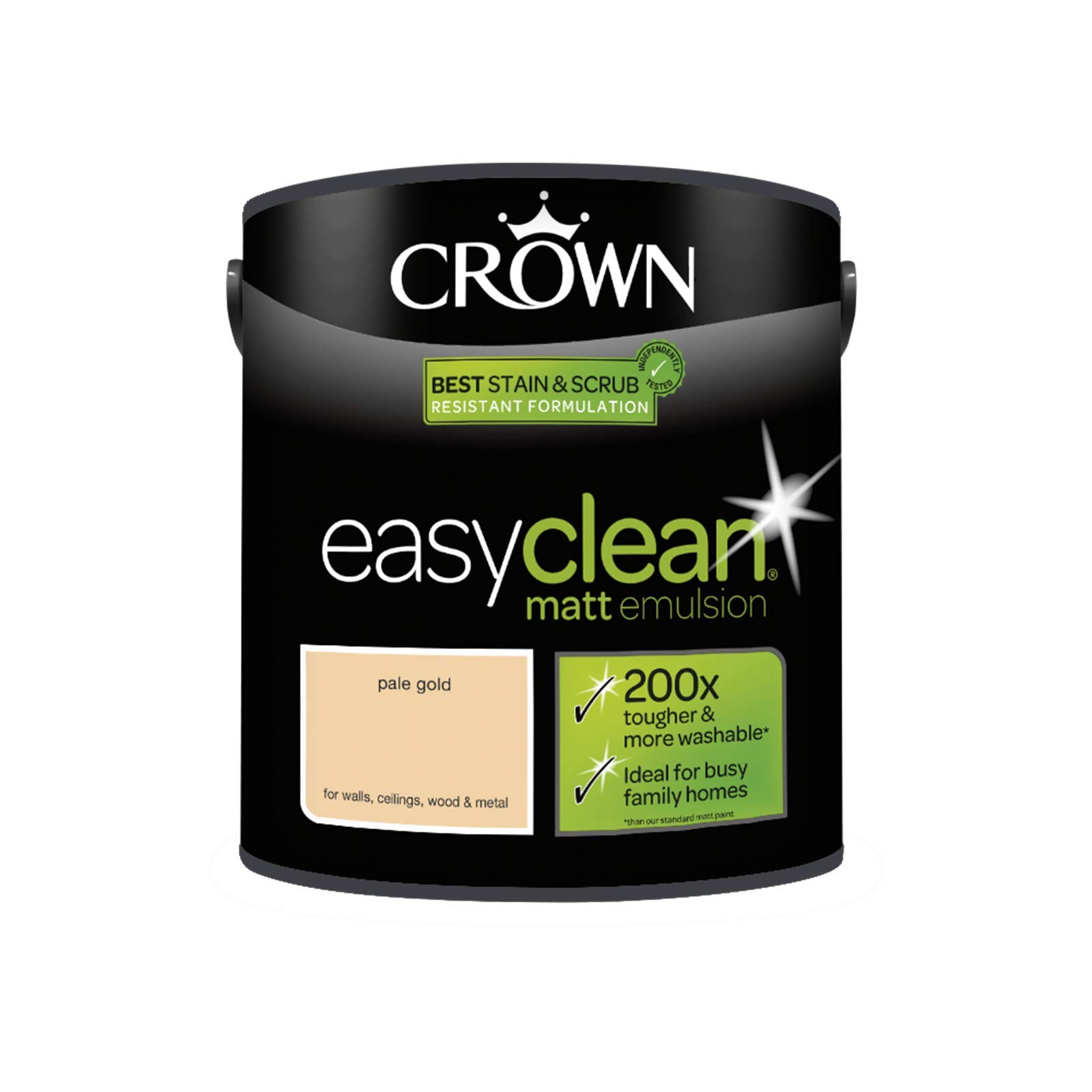 2.5L Crown Easy Clean Matt Emulsion Multi Surface Paint That Can Be Used On Walls, Ceilings, Wood And Metal. Stain & Scrub Resistant Formula ? Pale 5010131575969