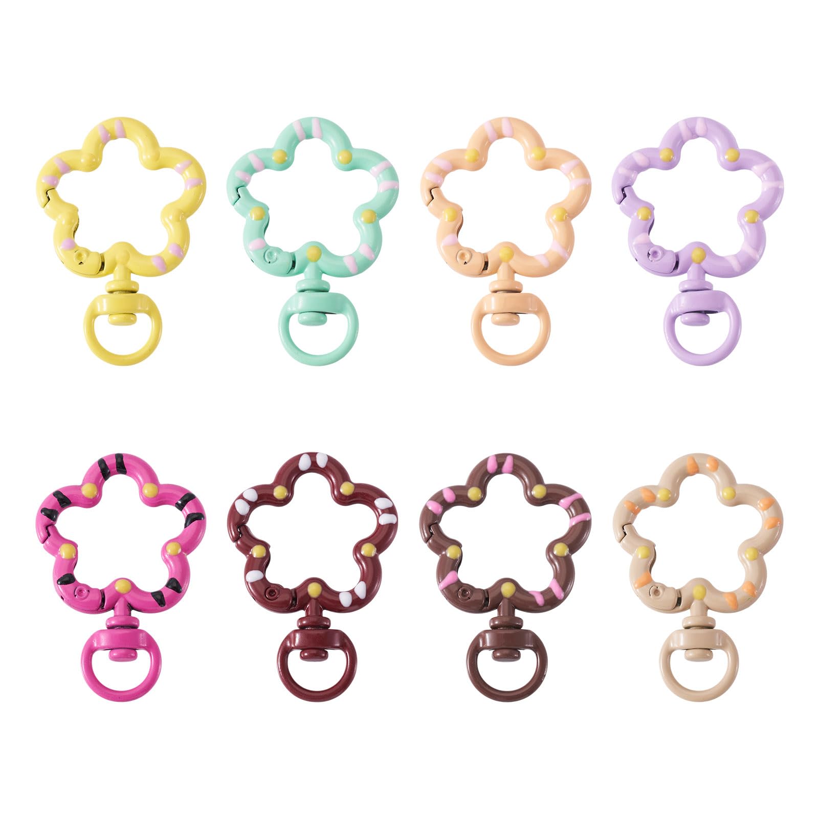 Sparkeads 8 pcs Flower Swivel Snap Hook Alloy Keychain Clasp Floral Metal Lanyard Swivel Snap Clips Blossom Lobster Claw Clasps for DIY Lanyard Purse Car Keychain Crafts