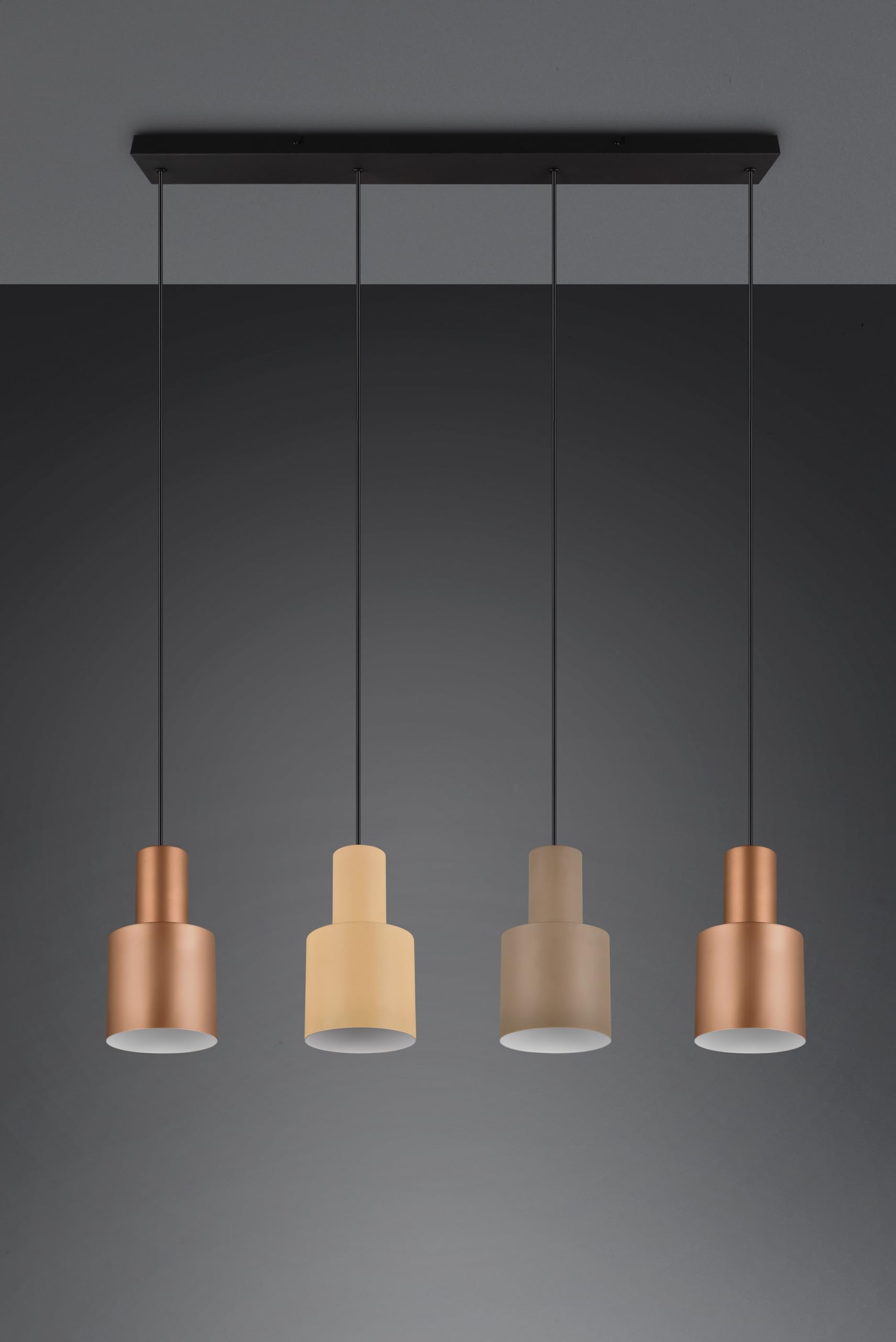 Trio Suspension Agudo 319400417, Métal Noir mat, Abat-jour Métal Café/Beige/Taupe, sauf 4x E27