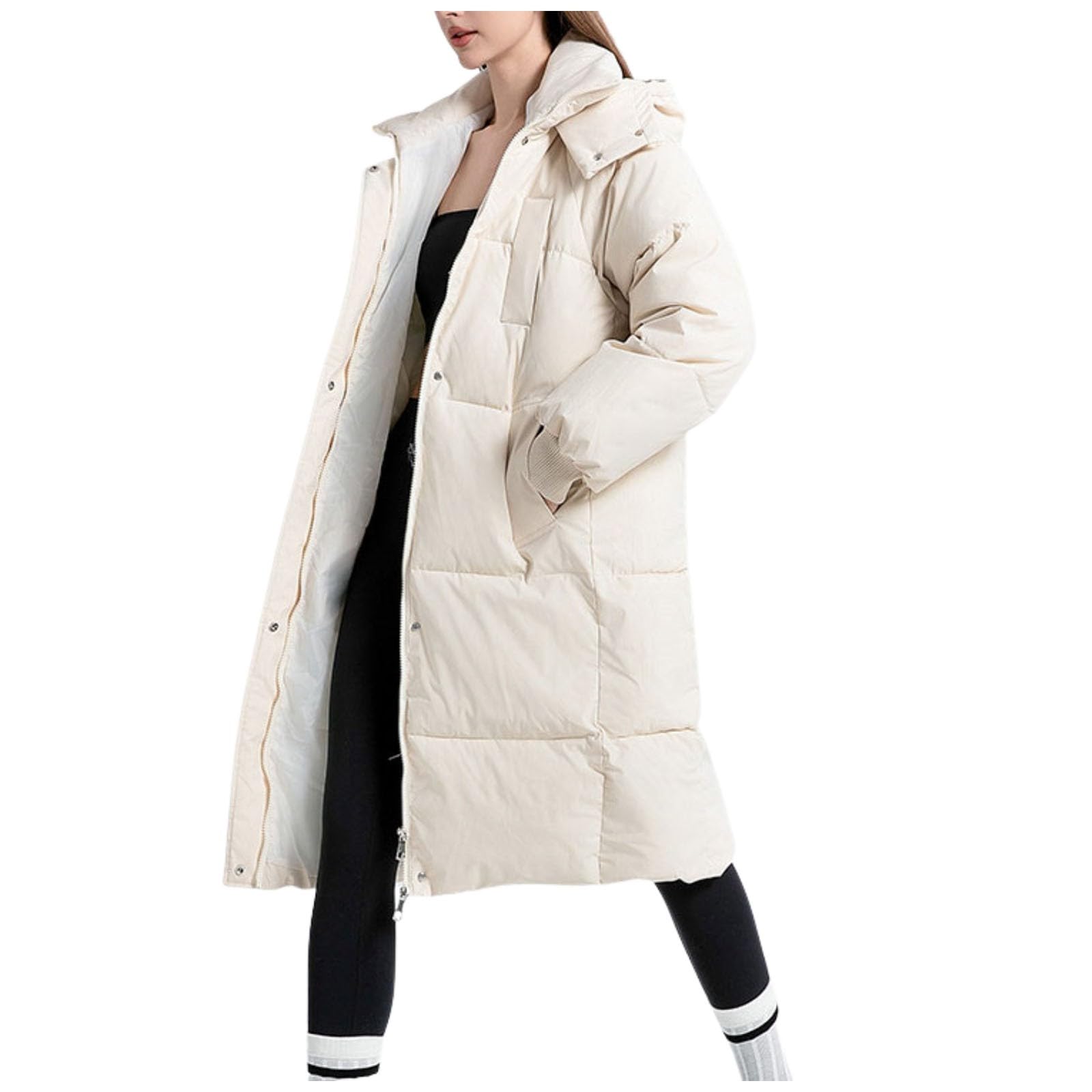 Piumino Donna Invernale Cappotto Lungo Sopra il Ginocchio Invernale da Donna, Spesso e Largo Festa