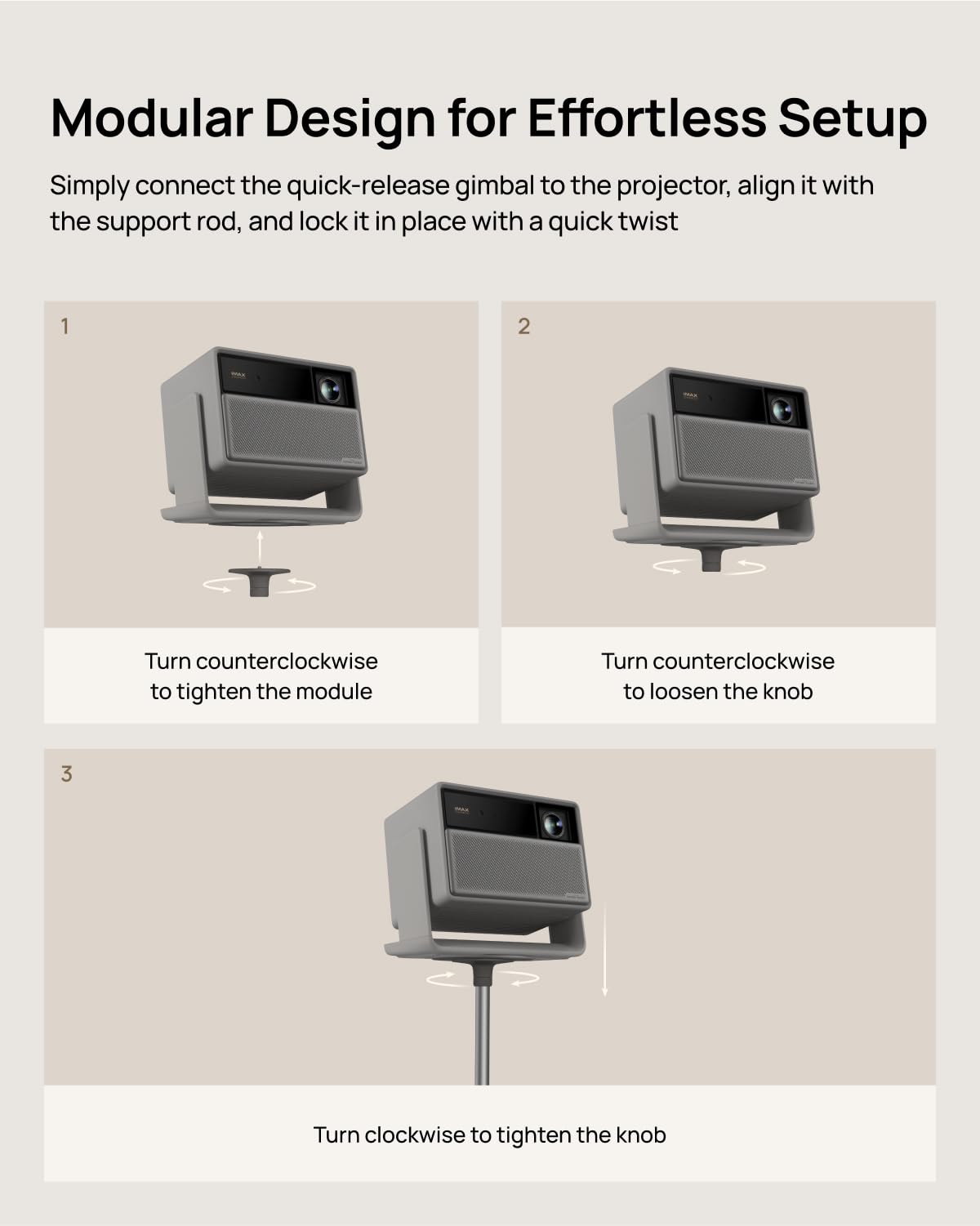 XGIMI Soporte de Pie para Proyector - Gris Elefante, Compatible Solo con XGIMI Horizon Serie 20, Ajuste de Ángulo 360°/135°, Aleación de Aluminio Aeroespacial, Base Sólida 2,5 kg, Diseño Modular