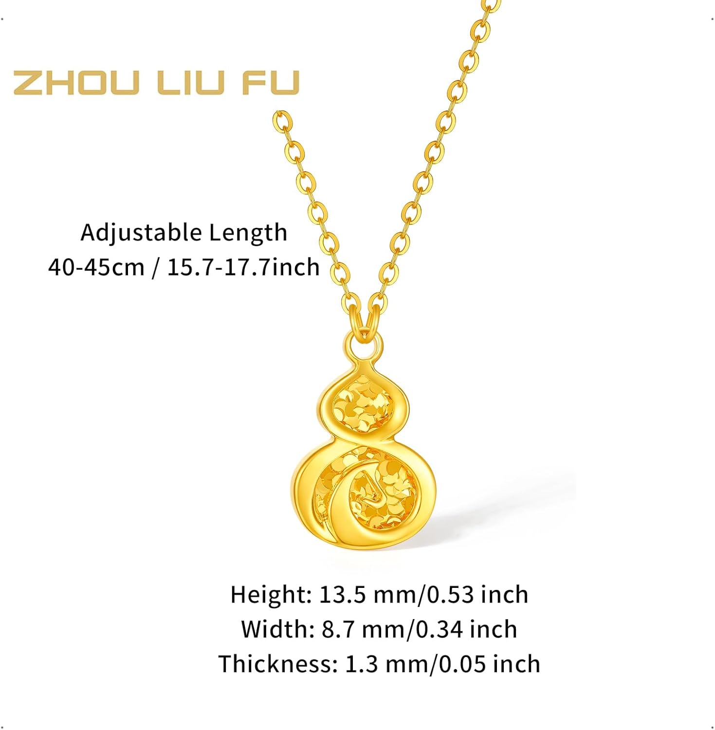 24K Pure Gold Gourd Necklace Horse Head Pendants Sequins Pendant Necklaces Wealth Wulu Gold Jewelry for Women Gifts Birthday Anniversary 40+5cm/15.7-17.7" A0624249 - Image 2