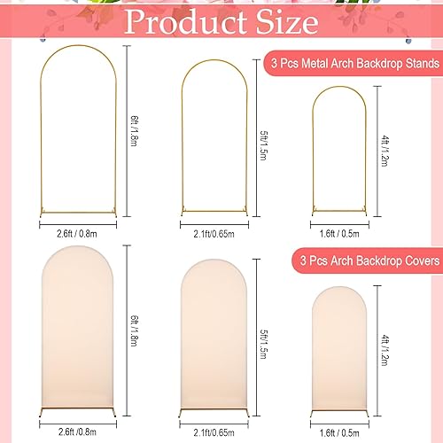 Miniatura 2 de Juego de 6 soportes de arco de metal y cubierta de fondo de arco de 4 pies, 5 pies6 pies, marco de arco de boda, soporte de telón de fondo Chiara