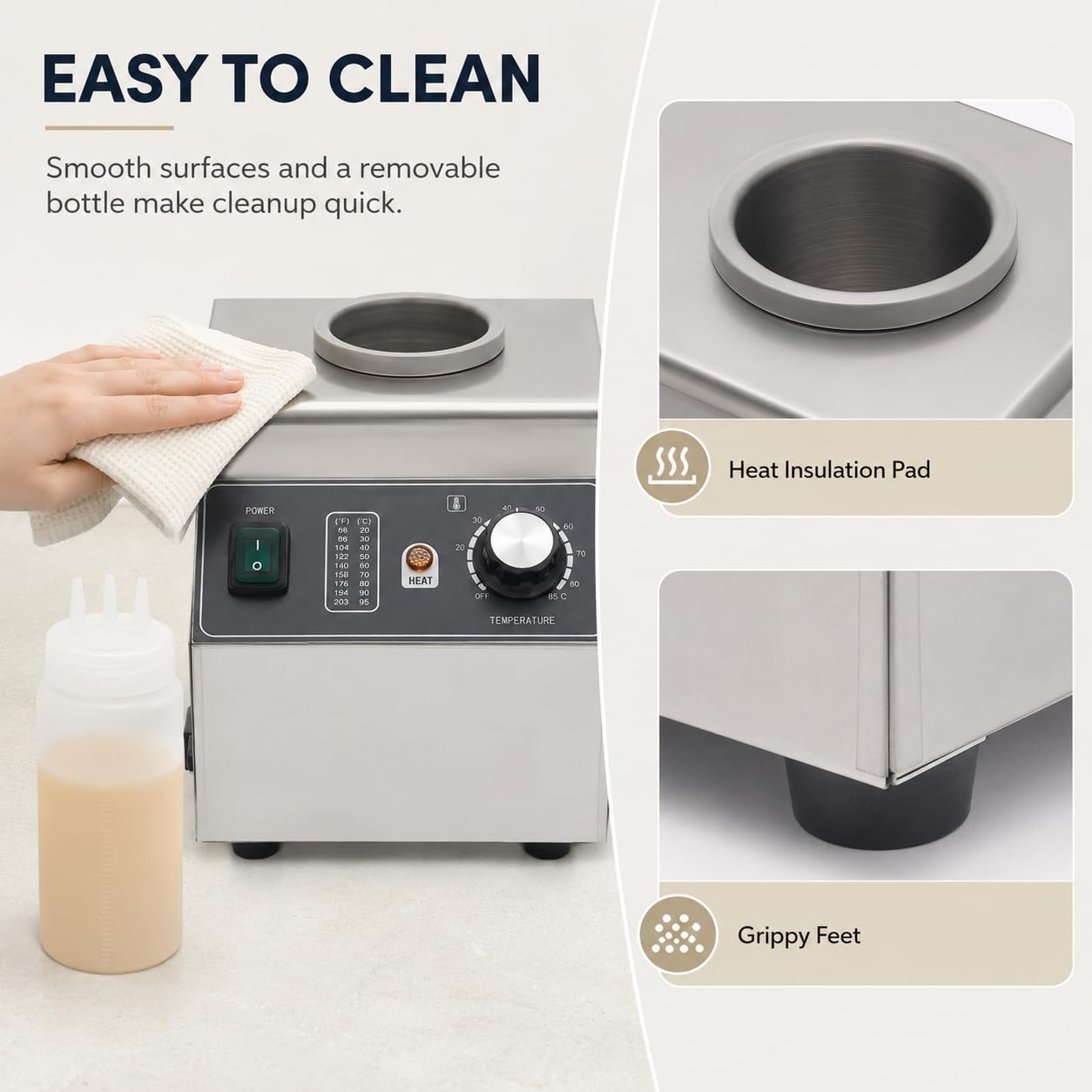 Chauffe Sauce électrique 100W Distributeur de Chocolat Température Réglable Chauffe-Sauce pour Aliments Distributeur de Sauce électrique,pour Hôtel, Cafétéria, Famille