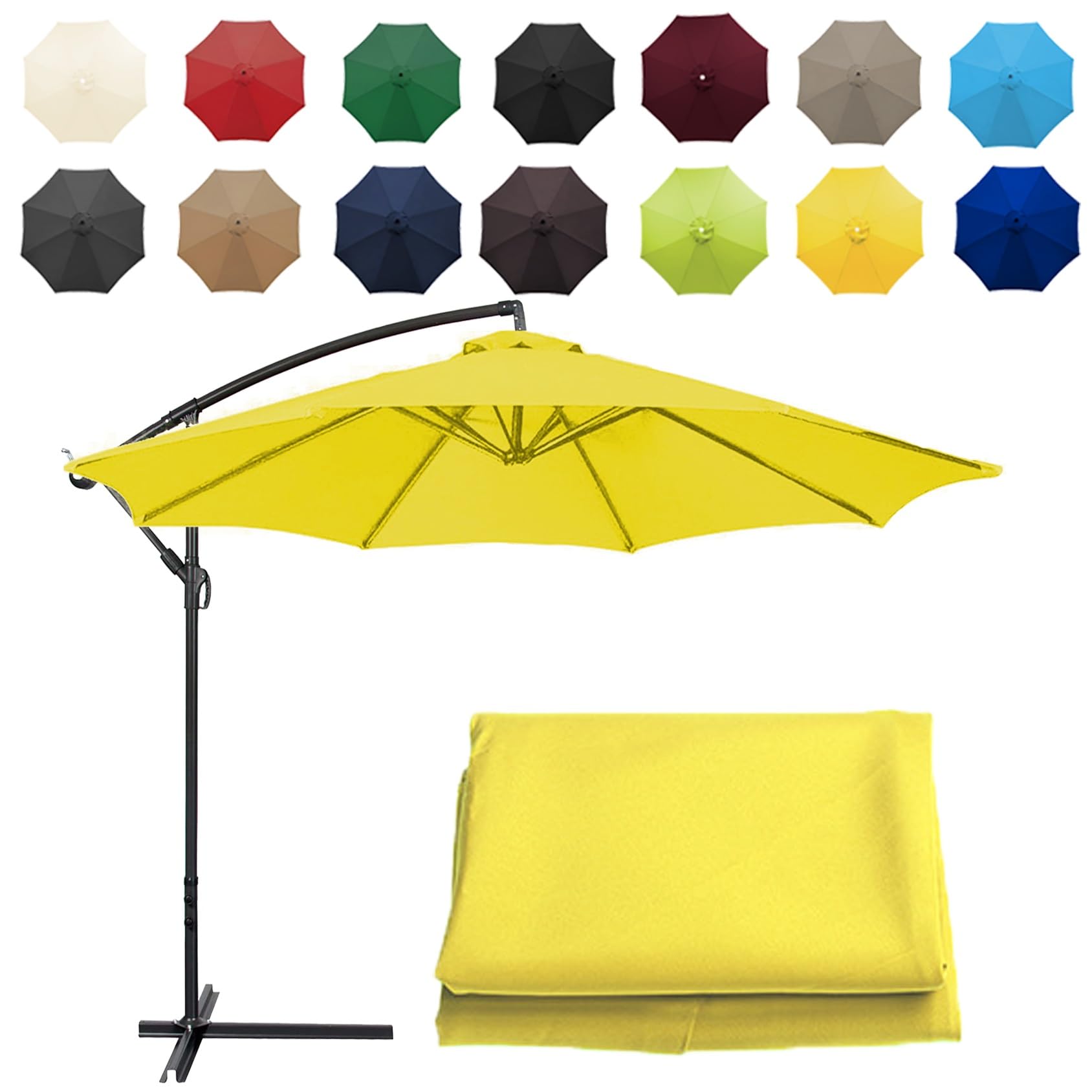 Cmjymx Unisex Yellow Replacement Parasol Canopy Sun Umbrella Replacement Cloth For 200Cm-6 Arms 2.7M-6 Arms 2.7M-8 Arms 300Cm-6 Arms 300Cm-8 Arms(Color:,Size:8 Ribs-2.7M(8.8Ft))