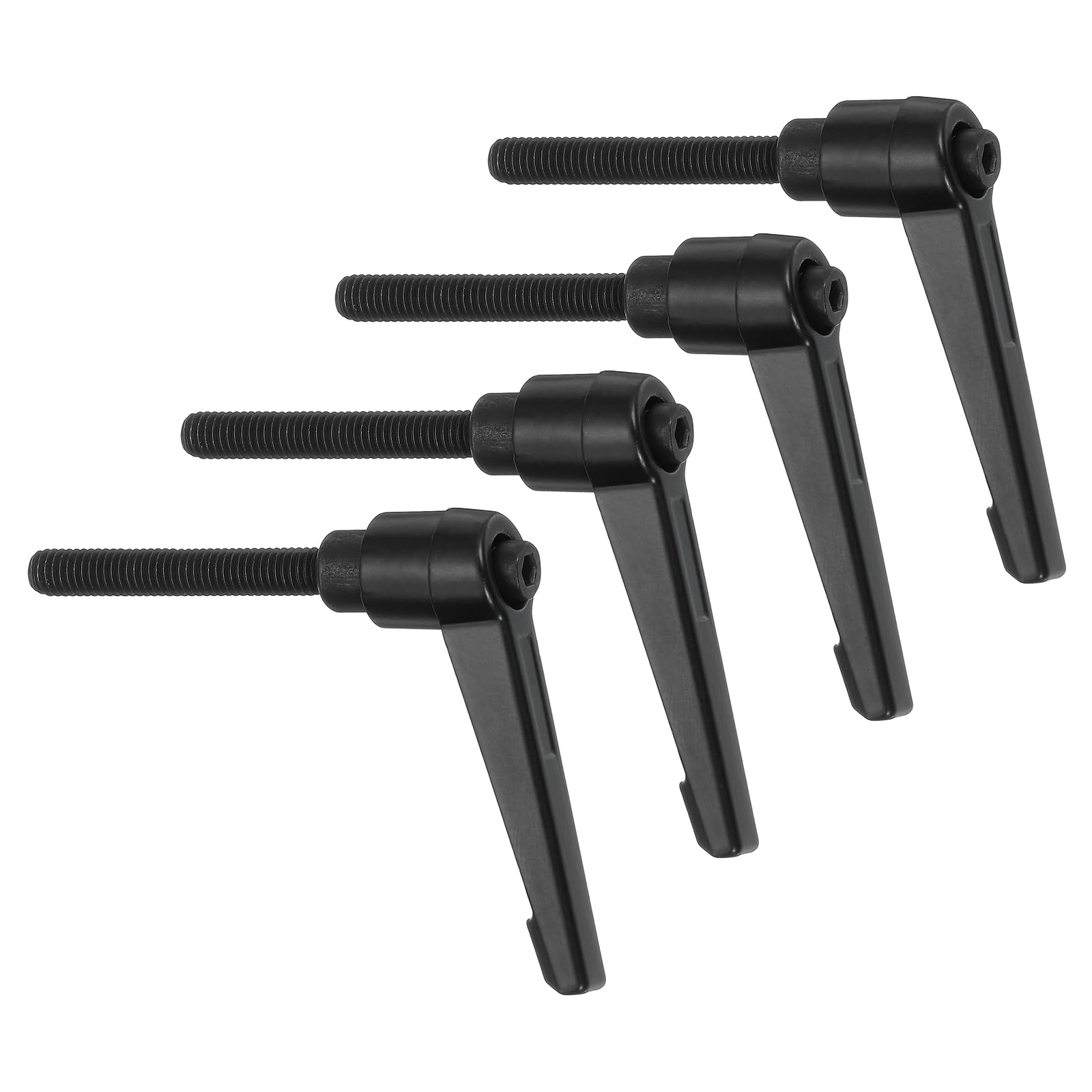 uxcell 4Pcs M6 x 40mm Adjustable Knobs Handle Male Thread Push Button Ratchet Quick Release Locking Rotating Bolt for Lathe Machinery, Black