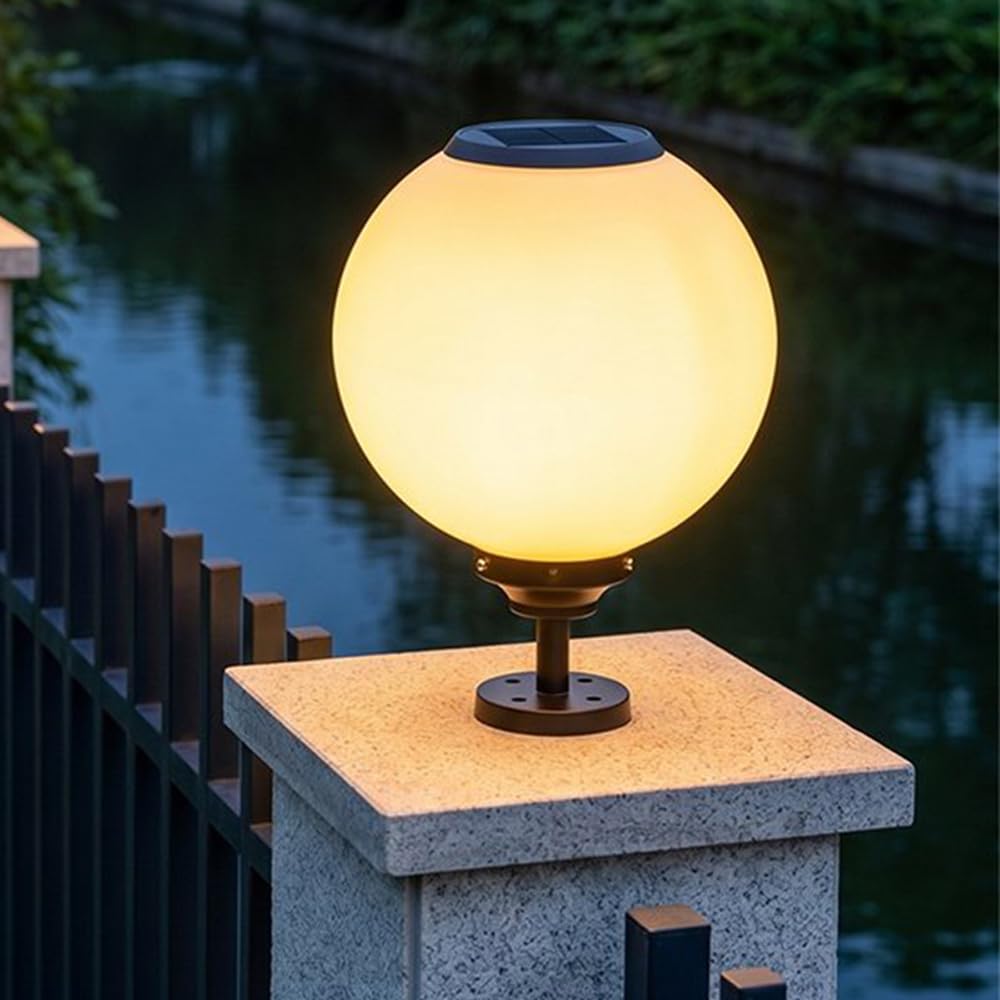 Solar Outdoor Post Lights With White Acrylic Shade Lamp Post Lights For Outdoor Waterproof Gate Column Pillar Lamps With Solar Powered LED Porch Pedestal Bollard Lighting For Fence Deck Pier Lanterns
