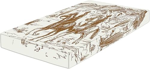 Miniatura 3 de Sábana decorativa para cuna, sábana bajera ajustable de microfibra para cuna para bebés y niños pequeños, 28 x 52 pulgadas, dibujada a mano con