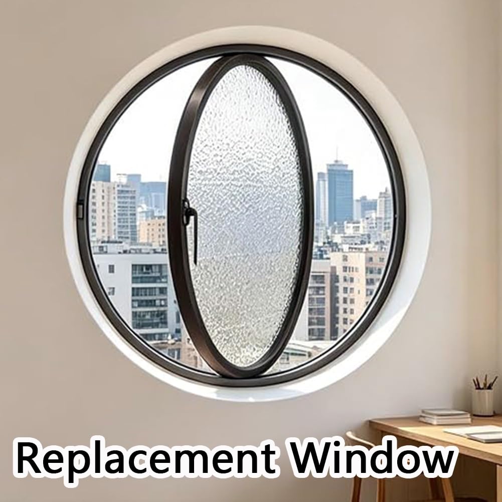 Ventanas Redondas Giratorias Ventiladas con Vidrio Templado | Ventanas Correderas Giratorias 360° Recambio con Manilla, Cuarto de Baño Cocina Dormitorio Salón(70cm(28in))
