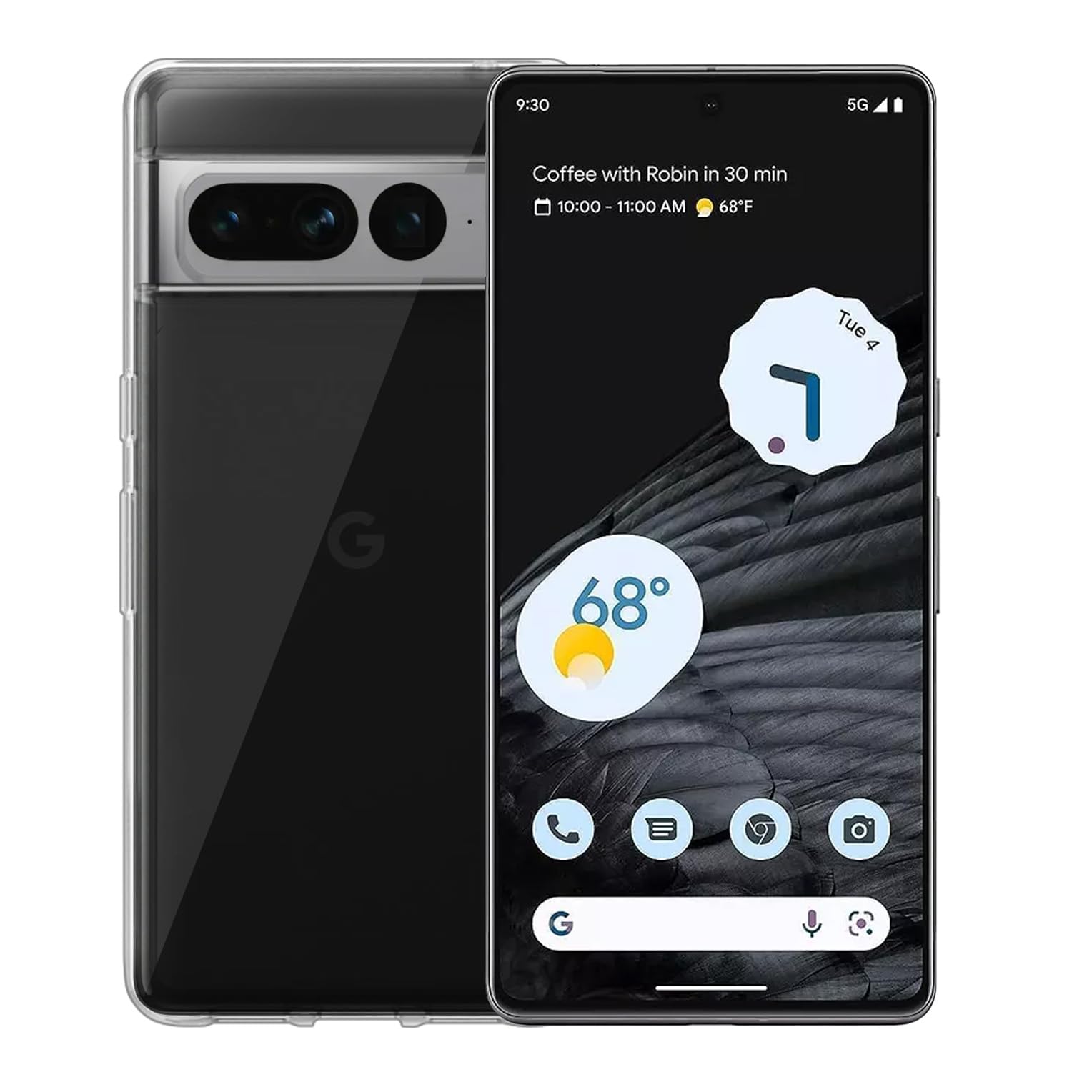 Google Pixel 7 Pro 512GB Smartphone - Unlocked Android Phones, 5G Smartphones with 12GB RAM, 6.7" QHD OLED, Triple Camera, 24-Hr Battery, Includes Clear Phone Case Bundle, Obsidian