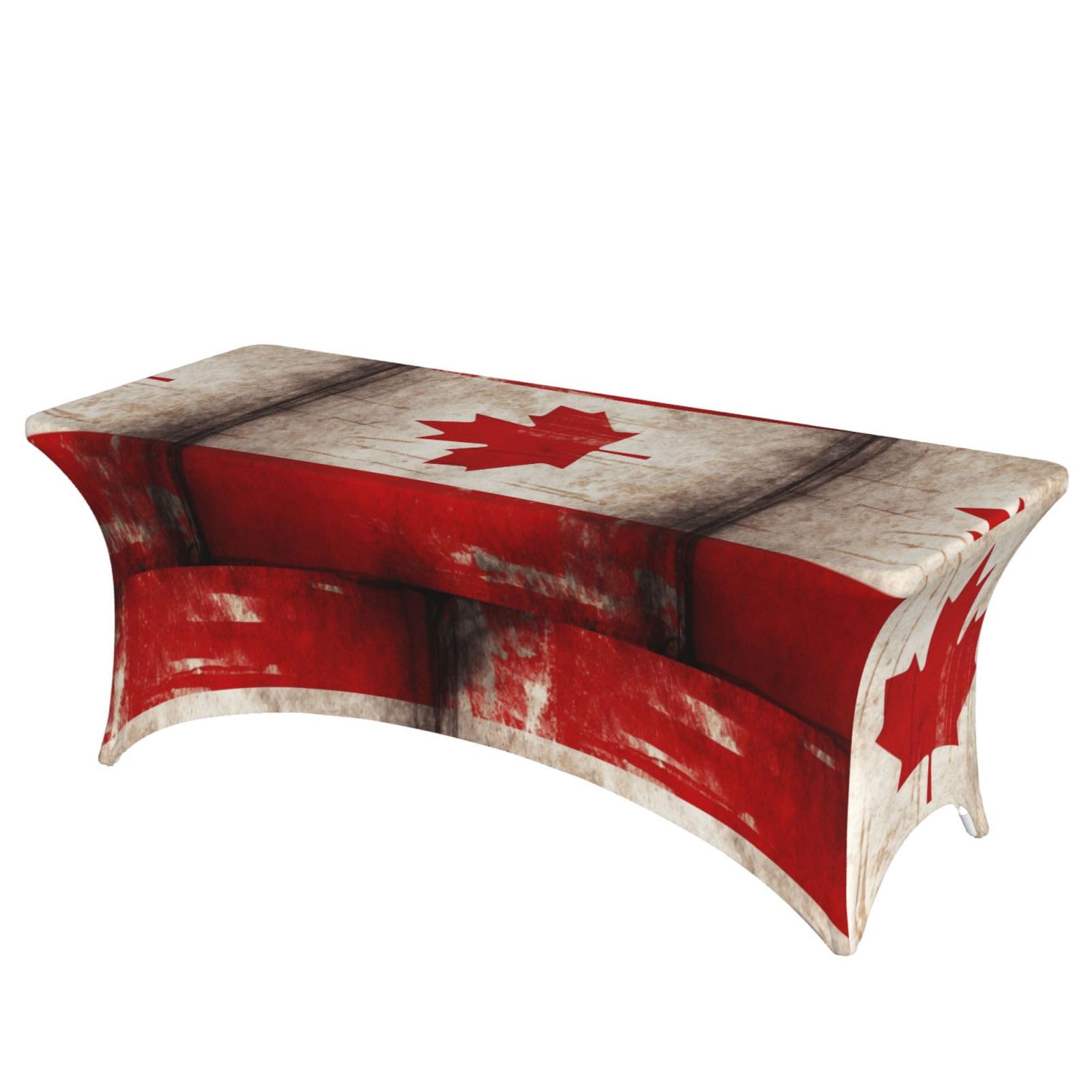 LMNGH Retro Canada Flag Decorative Tablecloth Protector for Wedding, Banquet & Parties6FT Spandex Rectangle Tablecloths, Stretch Washable Table Cloth Wrinkle Free Patio Table Cover