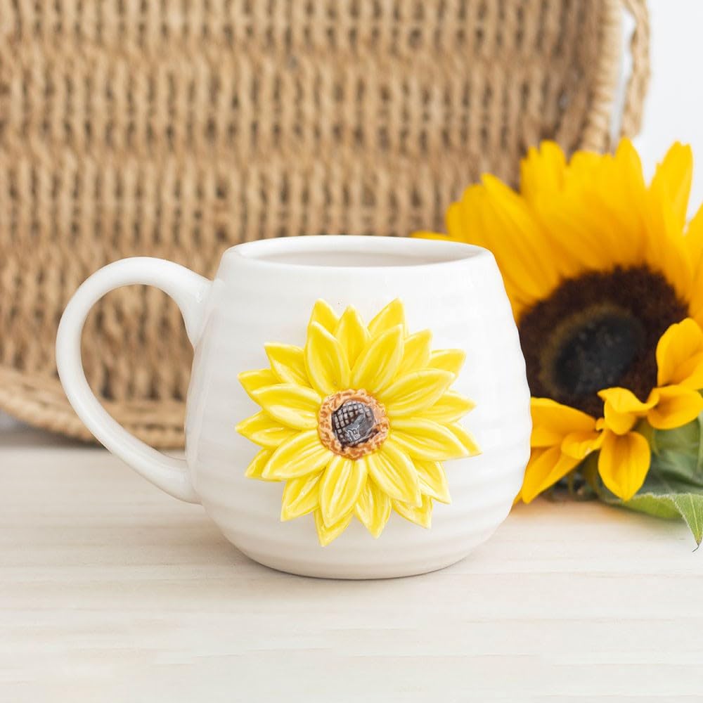 Quitting Hollywood Hello Sunshine Rounded Mug with 3D Sunflower
