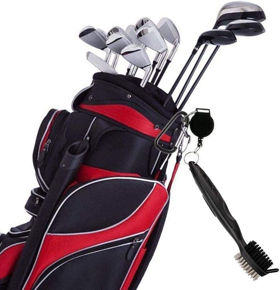 review Golf Towel Brush Tool Kit, 2 Pairs Pure Cotton Waffle Pattern Golf Towel and Club Groove Cleaner Brush, Golf Gifts Accessories Set for Golf Bags with Clip