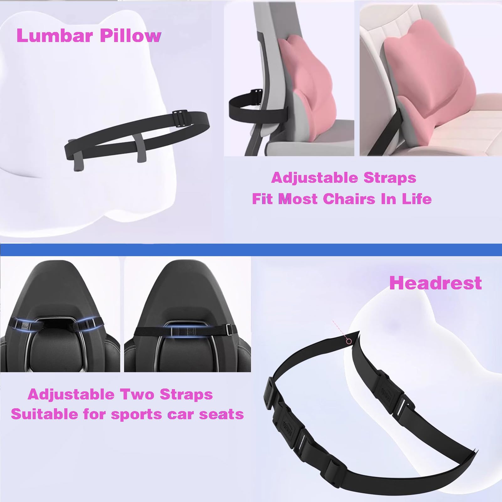 Almohada Lumbar de la Ayuda for la Almohada Lumbar de la Espuma de la Memoria de la Almohada del Cuello del Coche for el Alivio del Dolor de Espalda Baja(Red)