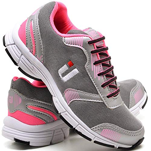 Tênis Fitness Feminino Cadarço Treino Caminhada Conforto Cinza 36
