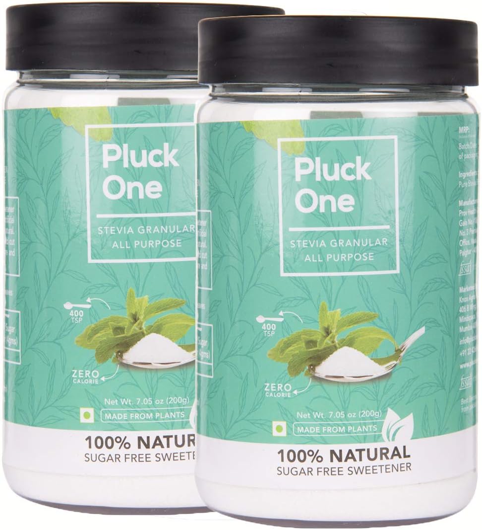 Pluck One Stevia All Purpose Powder, 100% Natural Sugar Substitute, Zero Calorie, Sugar Free, Pack Of 2 (200 Gms * 2 = 400 Gms)