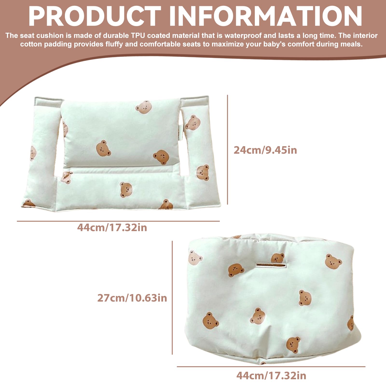 Cuscino per seggiolone Stokke Tripp Trapp: cuscino per seggiolone pappa impermeabile in 2 pezzi, cuscino per seggiolone morbido e rimovibile per neonati, facile da pulire, facile da attaccare