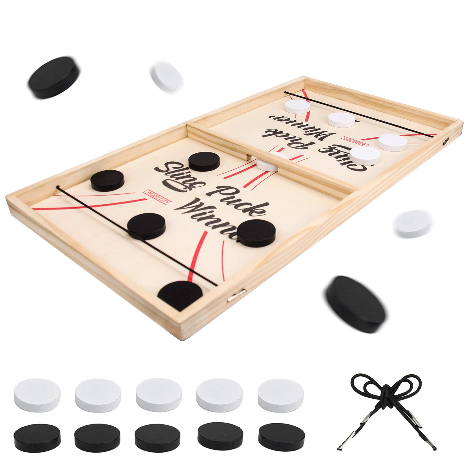 Fast Sling Puck Game, Large Size 22''Table Hockey Game for Kids and Adults,Desktop Slingshot Board Game for Family, Fossball Table Battle