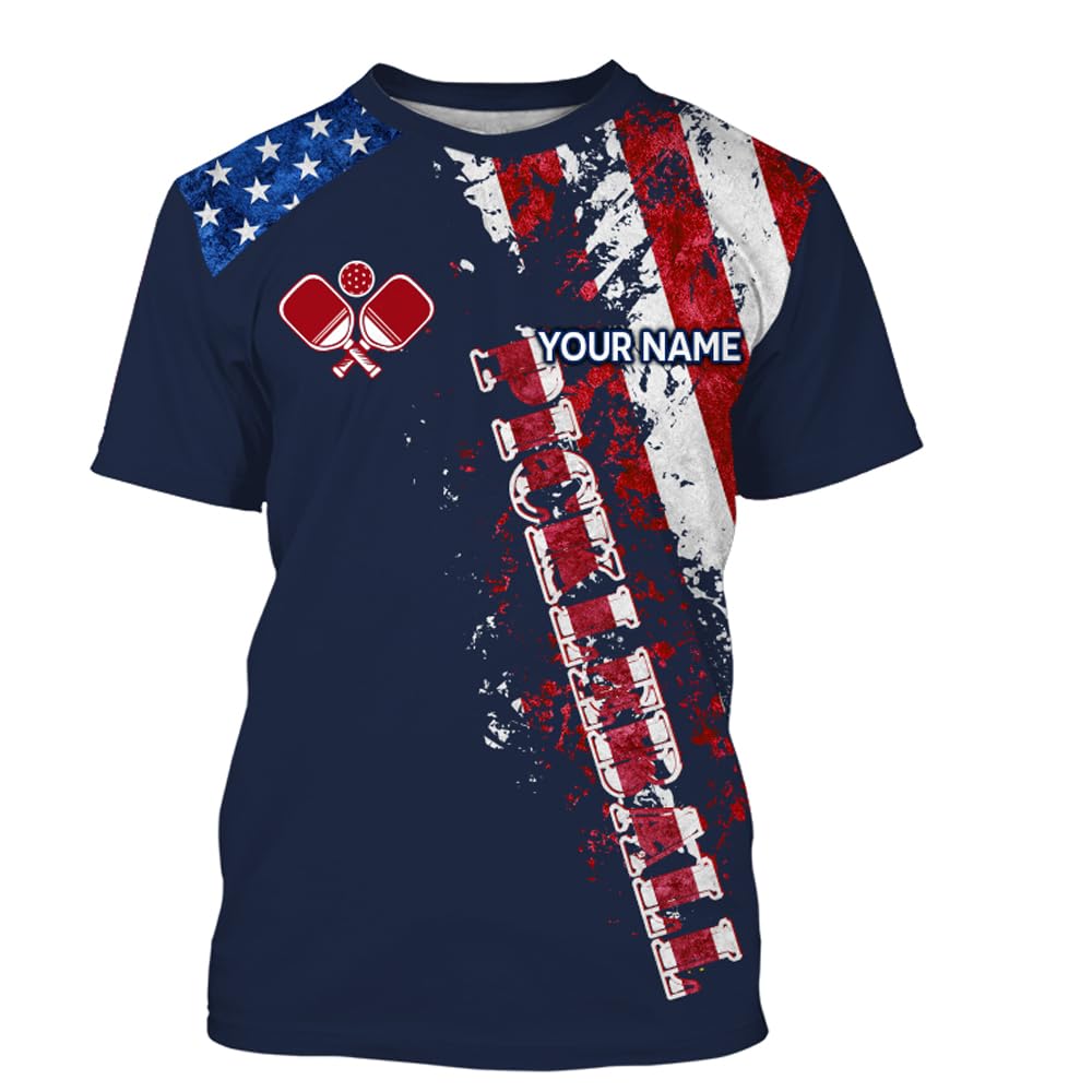 PIONAMZIOZ Personalized Pickleball Shirts Patriotic Pickleball Jersey Team Pickleball Shirt Gifts for Pickleball Player (US, Alpha, Small, 5X-Large, Regular, Regular, T-Shirt)