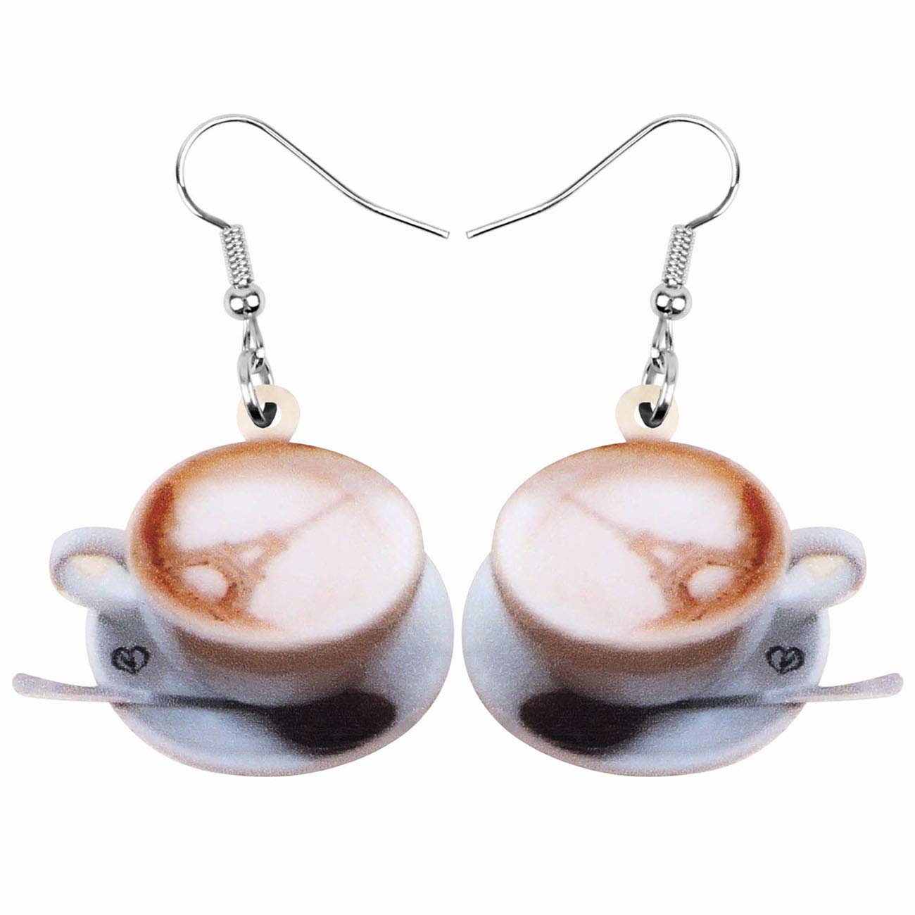 Acrylic Charm Coffee Cup Spoon Eiffel Tower Earrings Drop Dangle Jewelry Fashion Decoration for Women Funny Party Gifts