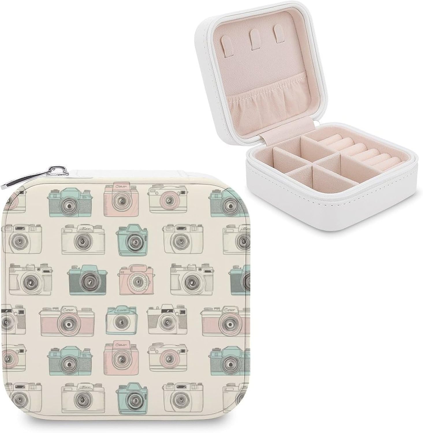 Camera Jewelry Storage Box for Girl Women Mom,Portable Jewelry Box Travel Mini Storage Organizer for Rings Earrings Necklaces