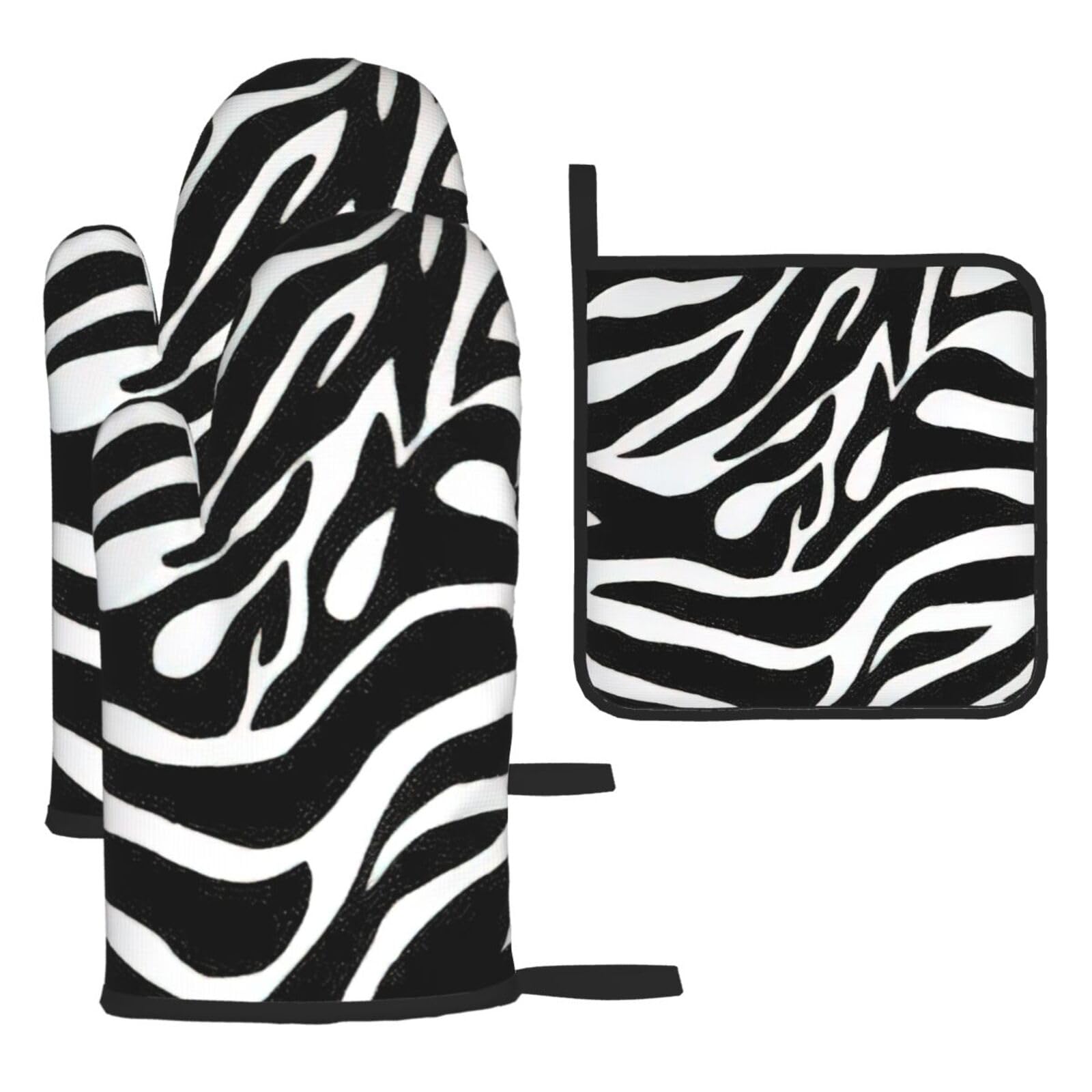Yyoretp Black Zebra Print Print Oven Mitts And Potholders Bbq Gloves-Oven Mitts And Pot Holders For Cooking Baking