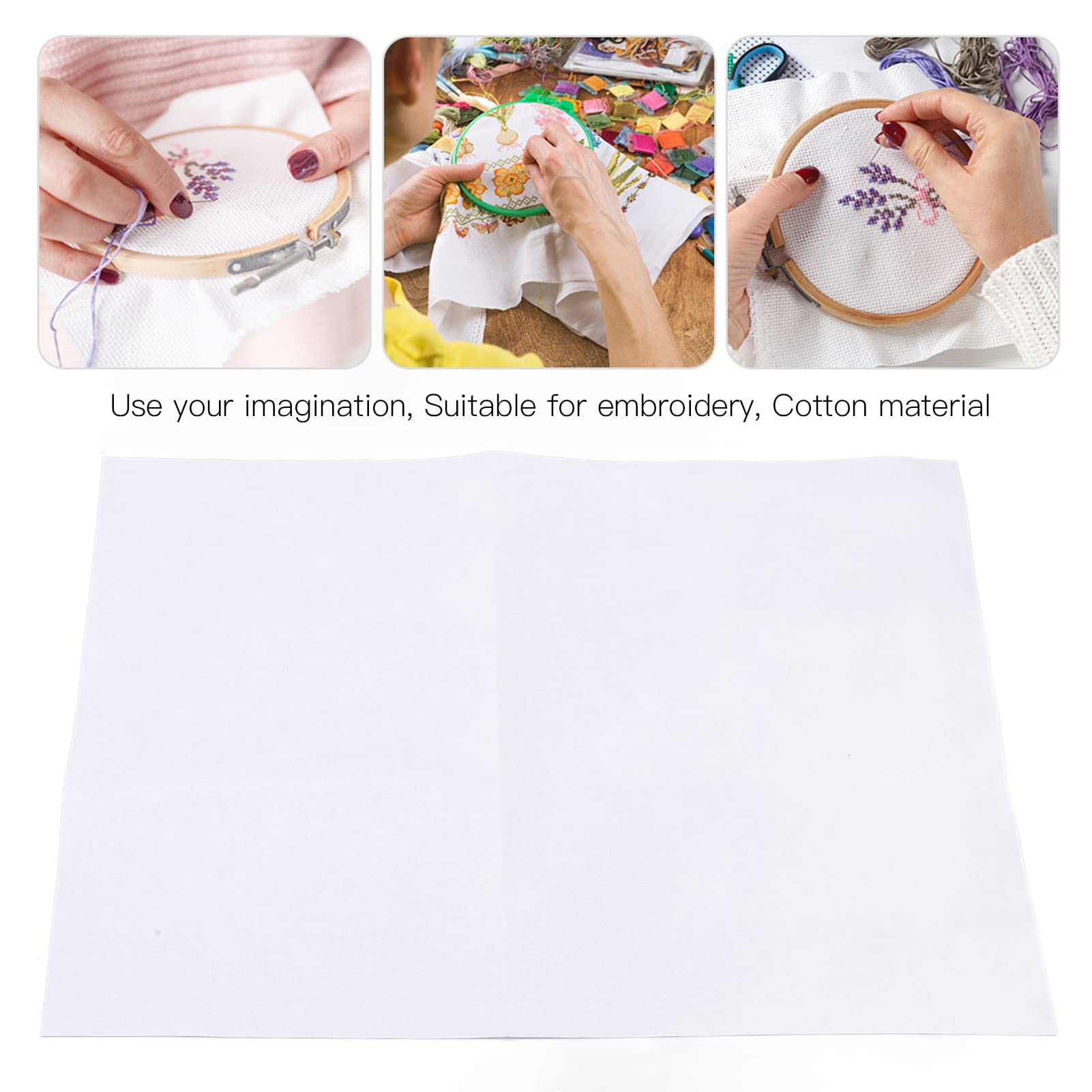 Cross Stitch Fabric, 6PCS White Cotton Fabric 14 Count Embroidery Fabric 30x45cm Cotton Embroidery Cloth for Craft Embroidery