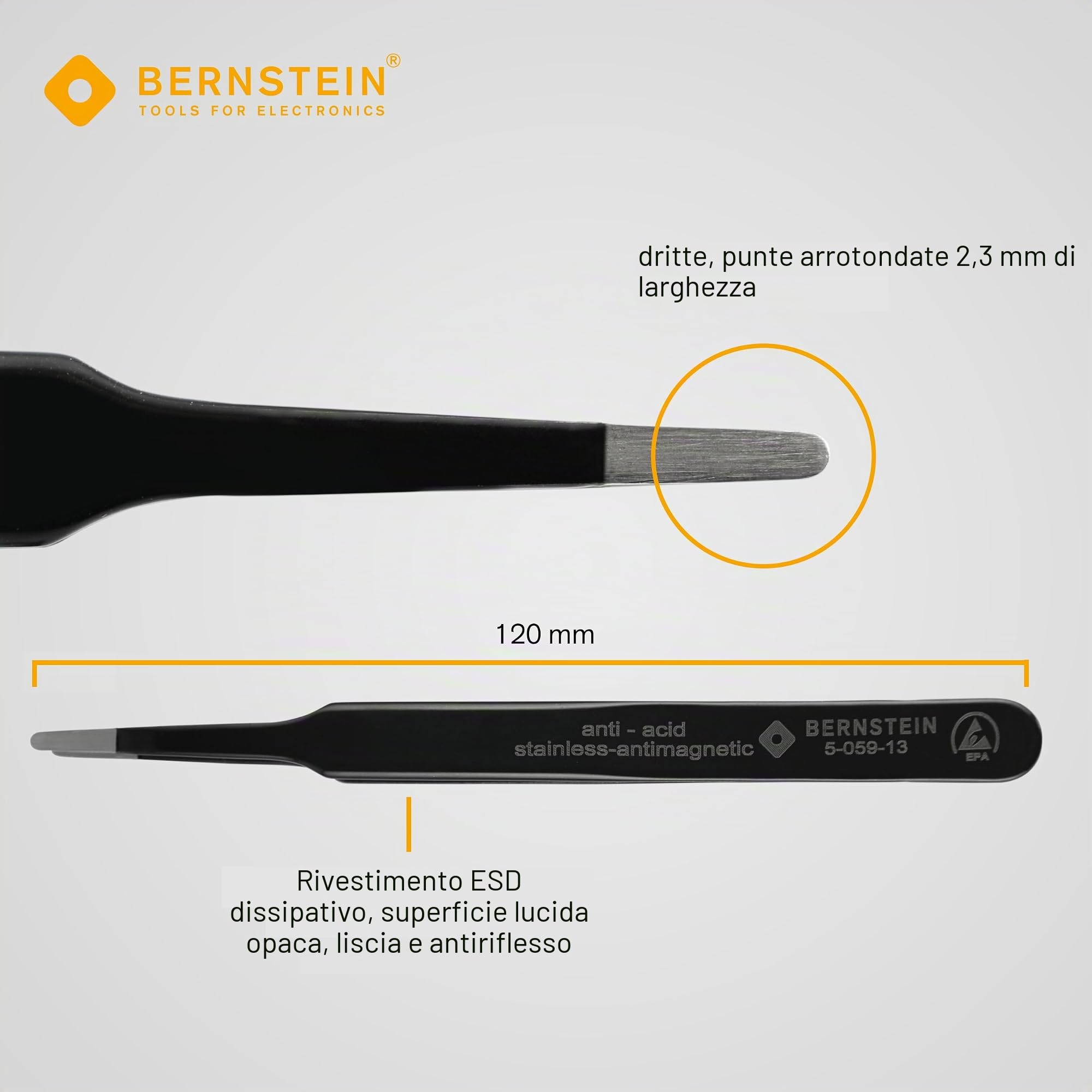 Bernstein 5-060 - Set di pinzette ESD per componenti SMD, 6 pezzi