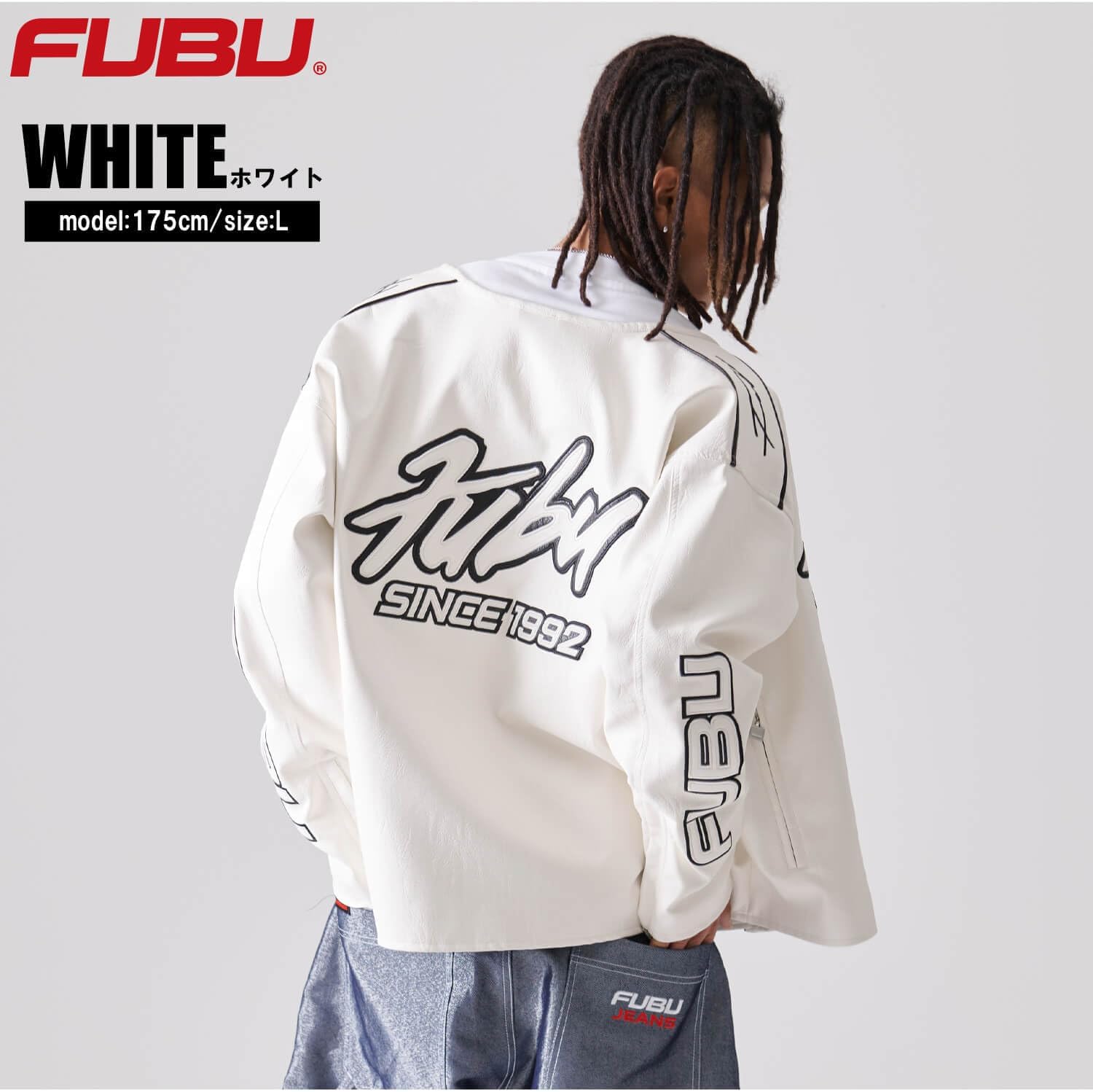 フブ] レーシングジャケット フェイクレザー ジャケット