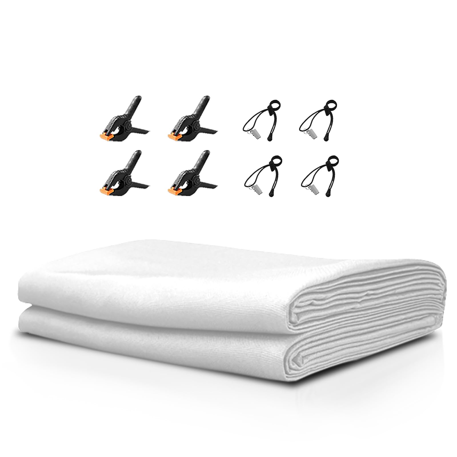 10x20ft White Backdrop for Photography, CPLIRIS Pure Polyester Wide White Photo Booth Backdrop Collapsible Screen White with 3 Spring Clamps for Photoshoot, Party and Video