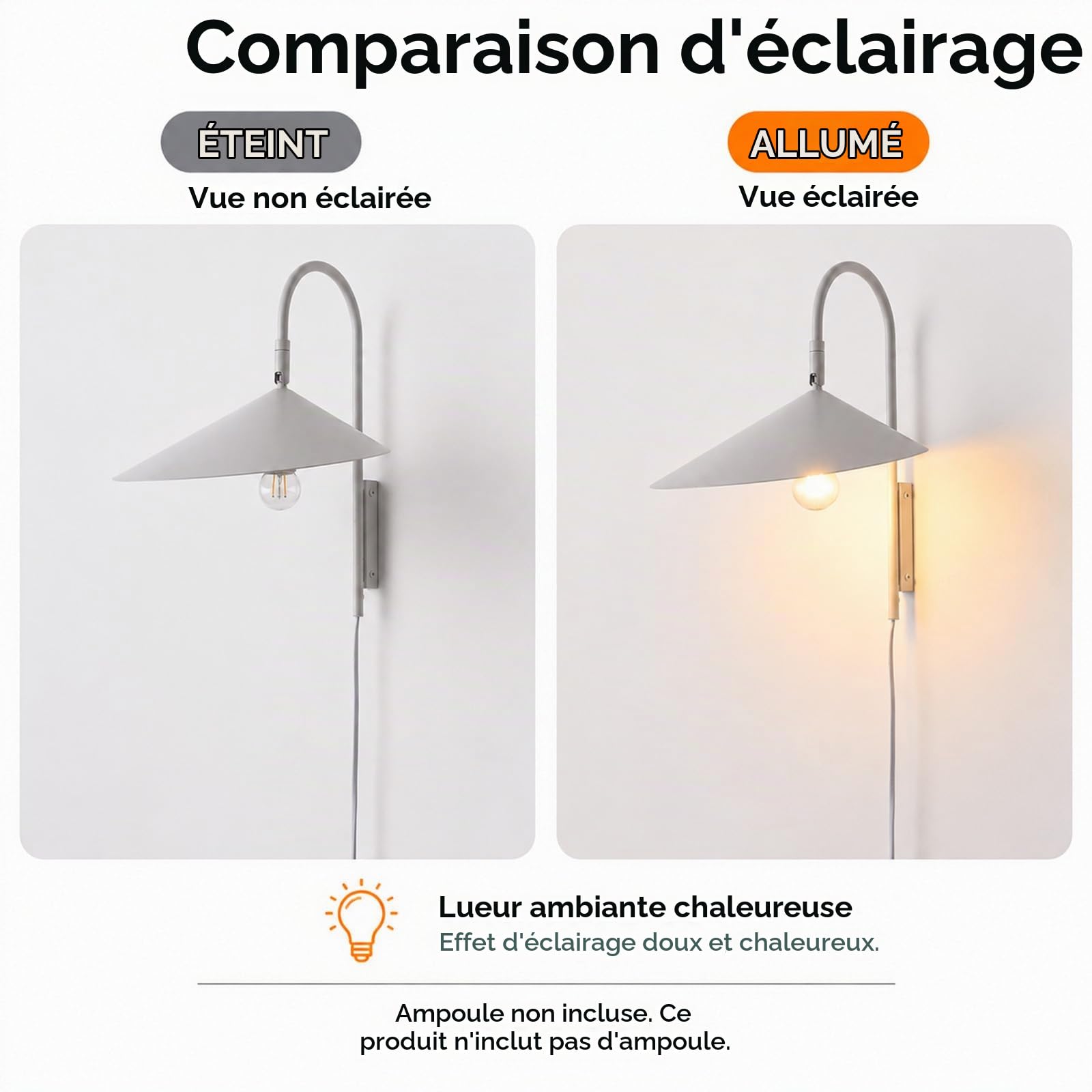 Alpinaluz Applique Murale E27 Blanche avec Prise et Bras Courbe Orientable