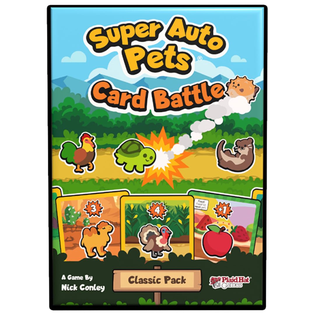 Plaid Hat Games | Super Auto Pets Card Battle Classic | Card Game, Auto Battler Strategy, Pet And Food Team Building, Complete Classic Set, Ages 9+ | 2 Players | 30 Minutes