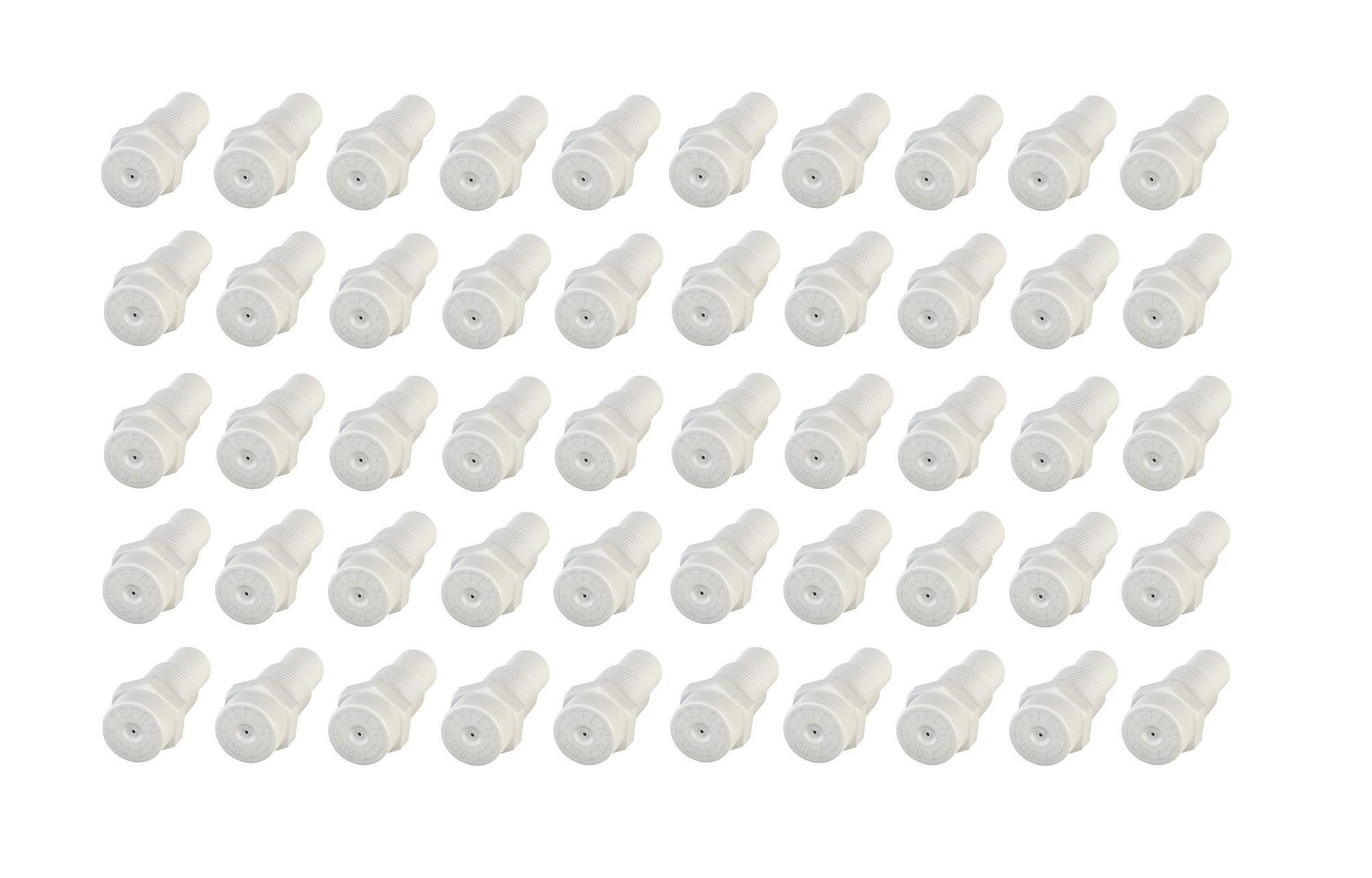 TefenPlastic Fog Nozzle with Poly Filter Misting White 1/8" NPT 1 GPH 50 Pack