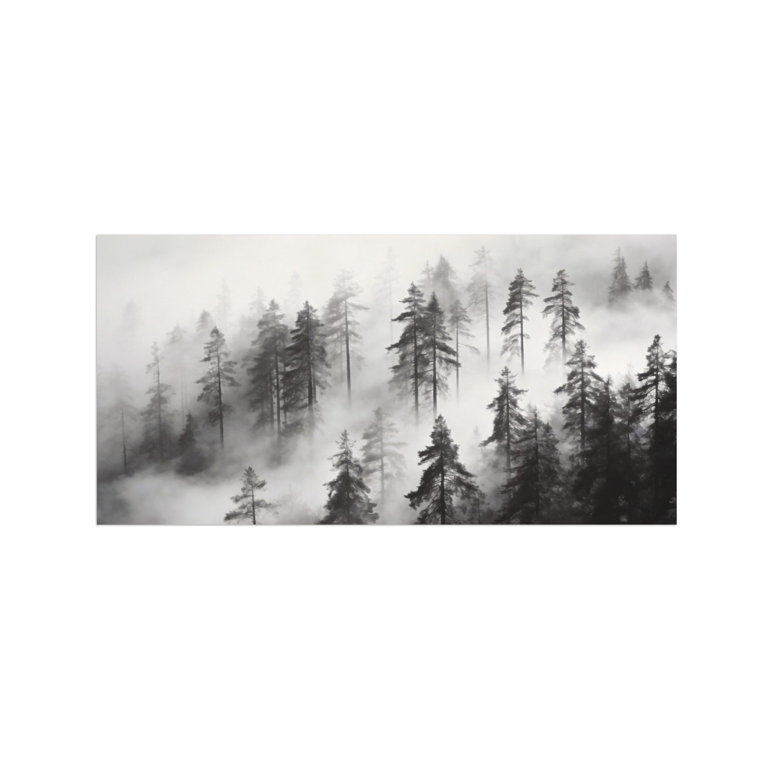 OZPWBVY Black and White Landscape Print Painting-Forest Clouds 1-Minimalist Canvas Wall Art Picture for Home Decor 16x31in 40x80cm Unframed