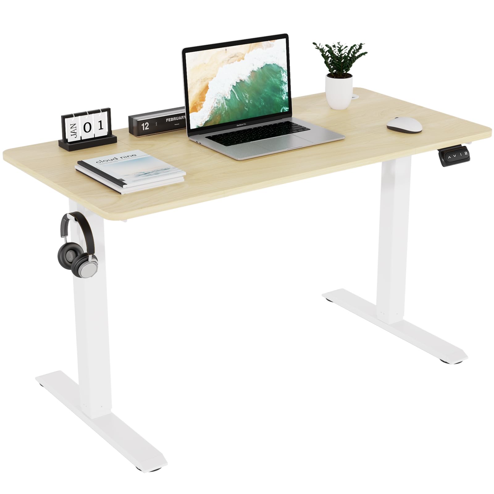 TRIUMPHKEY Scrivania Regolabile in Altezza 120 x 60cm,Elettrica Regolabile Scrivania,Tavolo da Computer,con Funzione di Memoria,Standing Desk 71-119 cm?Beige?