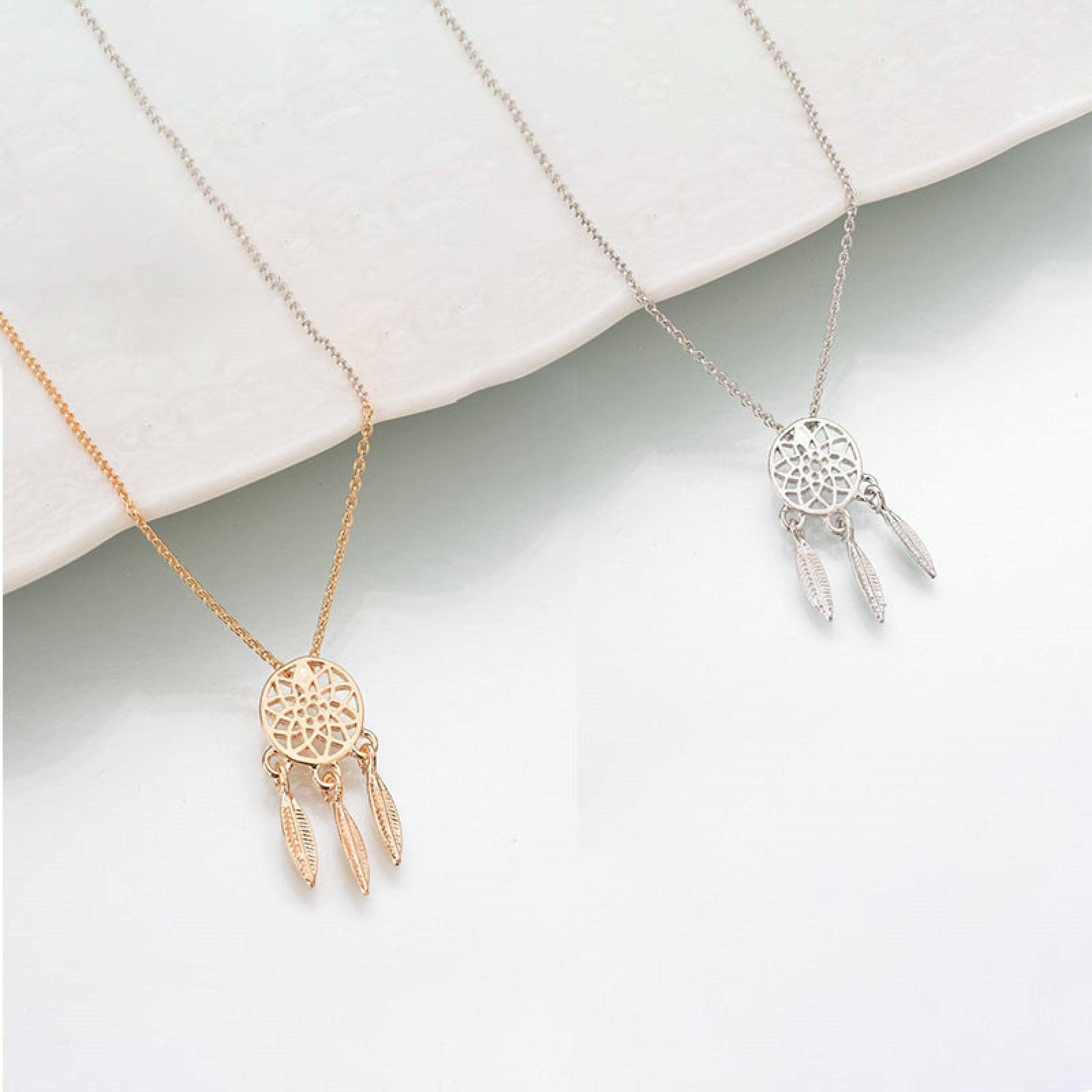 Collar con Colgante de para Mujer, Accesorios de la Serie Dream Catcher, Collar de joyería, Collar de Plumas para Mujer, Regalos de joyería (1 a)