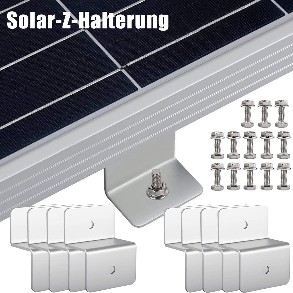 8 Pièces Support Z Aluminium Pour Panneau Solaire - Kit Fixation Robuste Avec Boulons