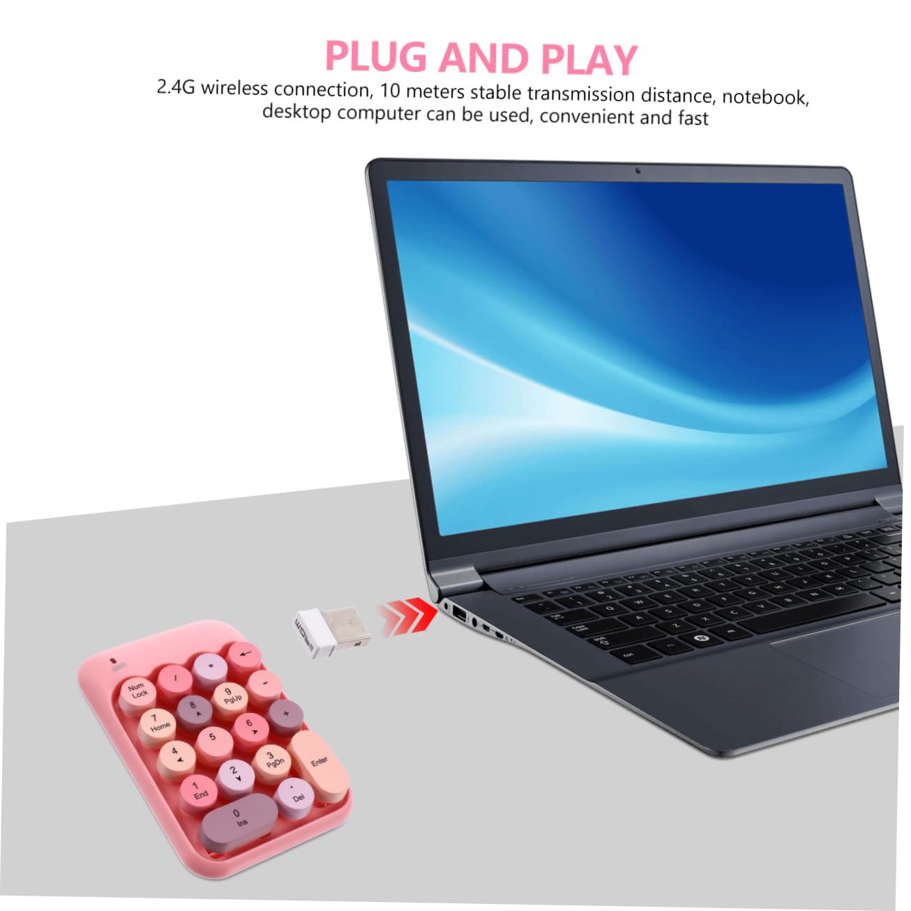 HOMSFOU Tastierino Numerico Wireless 2.4g Rosa in Abs 18 Tasti | Mini Portatile, Retroazione per Cancellazione, per Moduli Finanziari e Ufficio
