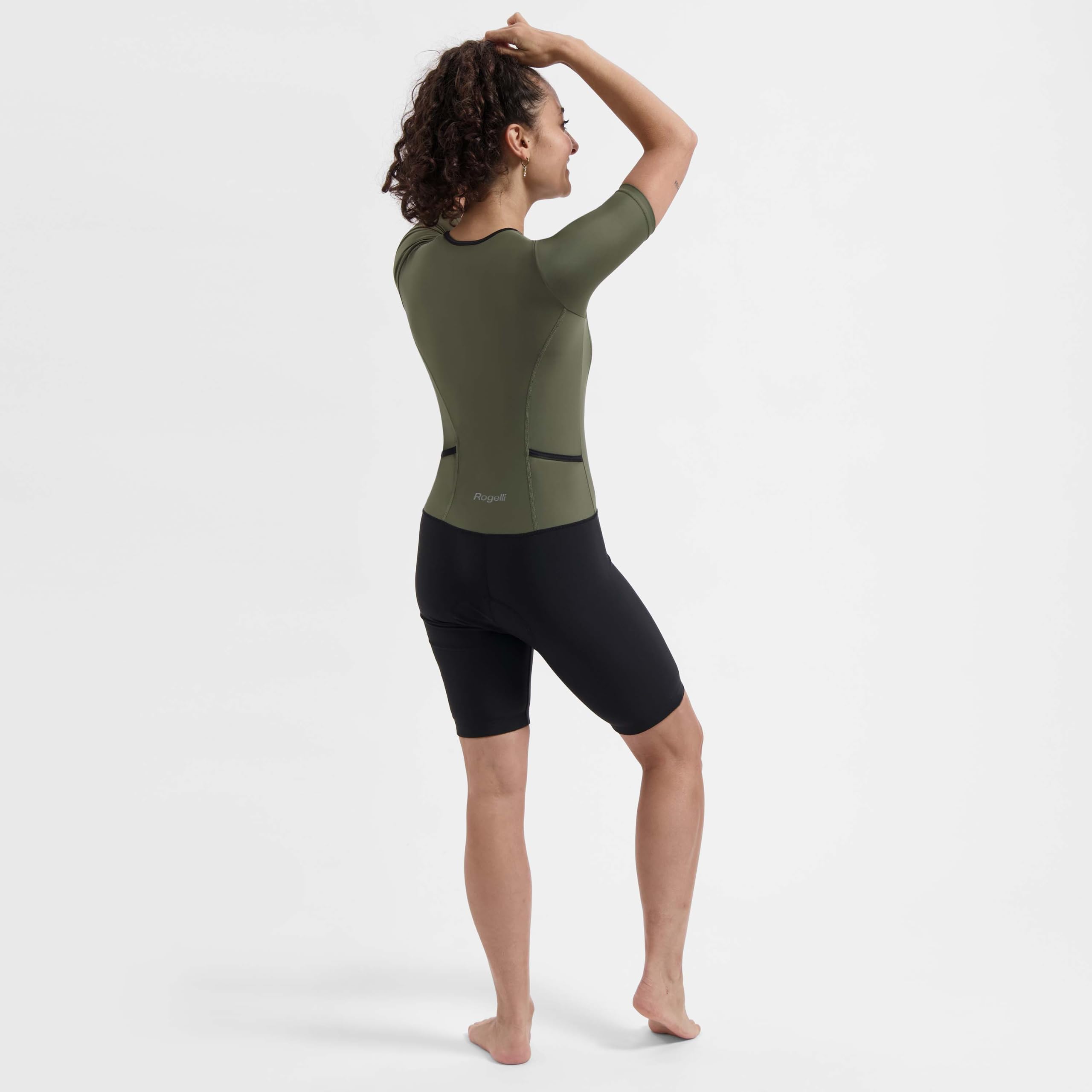Rogelli Florida - Combinaison de triathlon - Femme et Homme | Col rond - Manches courtes - Demi-zip - 2 poches arrière - Température 15 - 35 °C