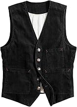 Solovedress Herren Vintage Cord ärmellose Weste Casual V-Ausschnitt Anzugweste Kleid Herrenwesten für Party